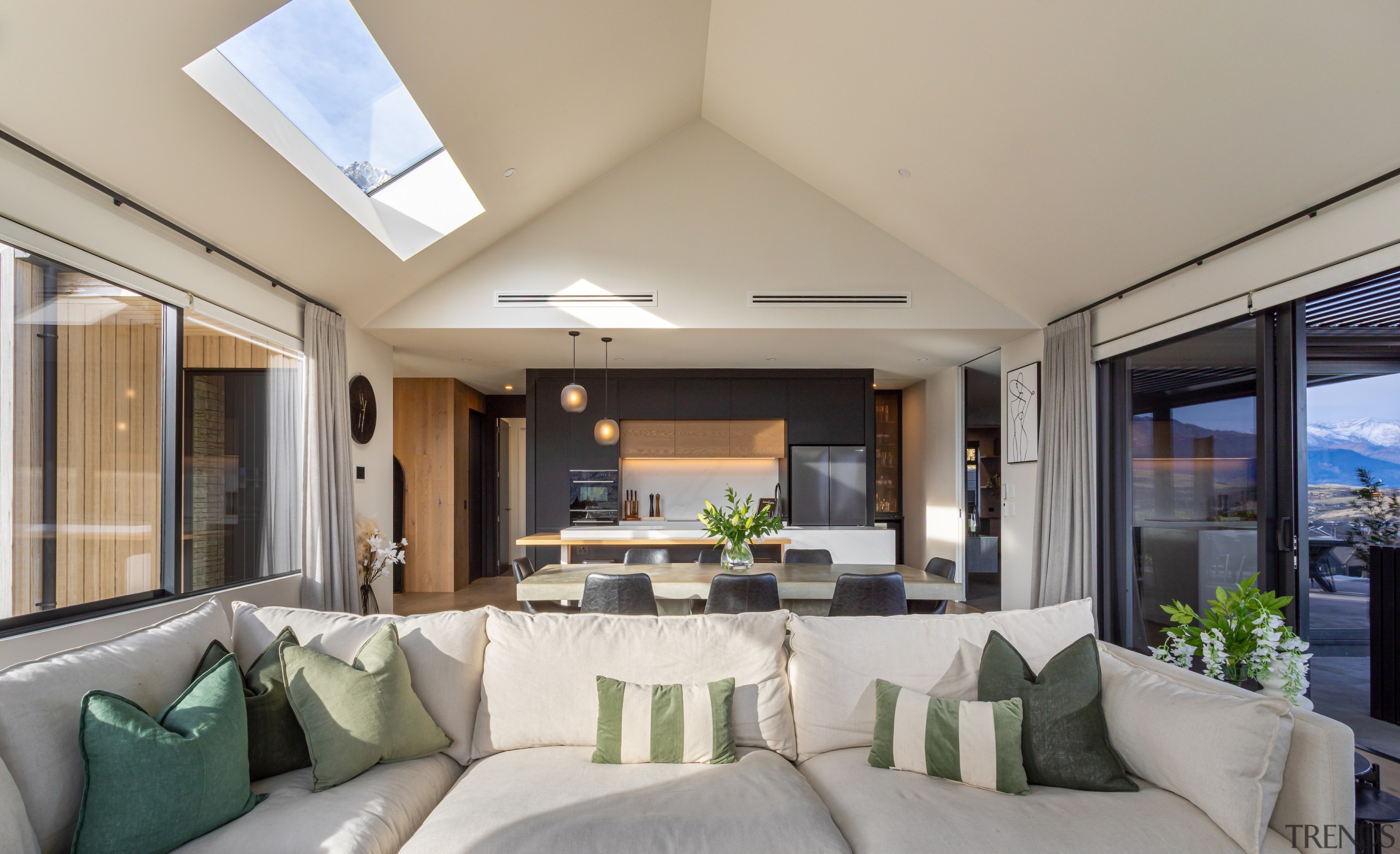 Living, dining and kitchen benefit from natural light 