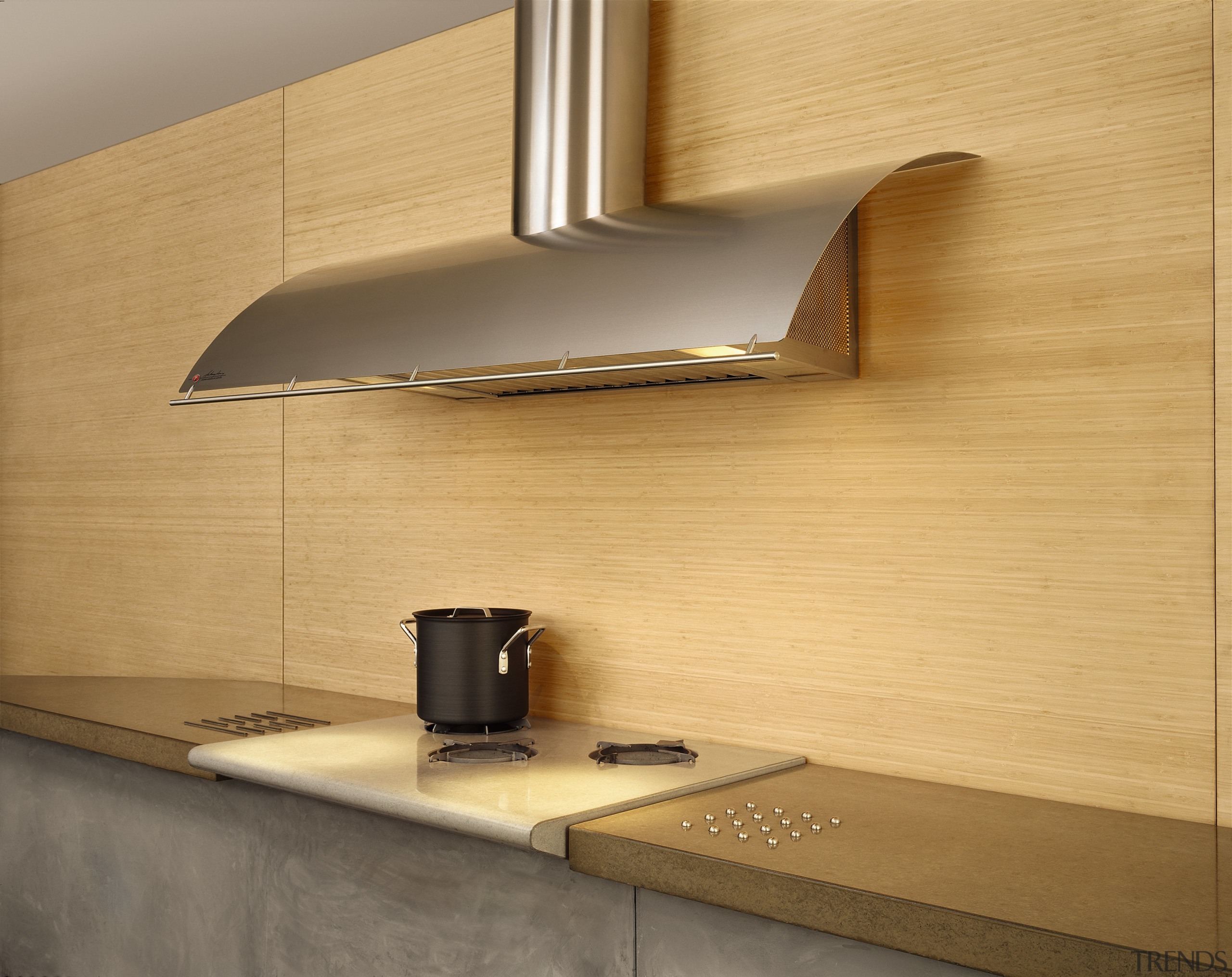 View of the rangehood - View of the angle, countertop, floor, furniture, light fixture, lighting, plywood, product design, shelf, tap, under cabinet lighting, wall, wood, orange