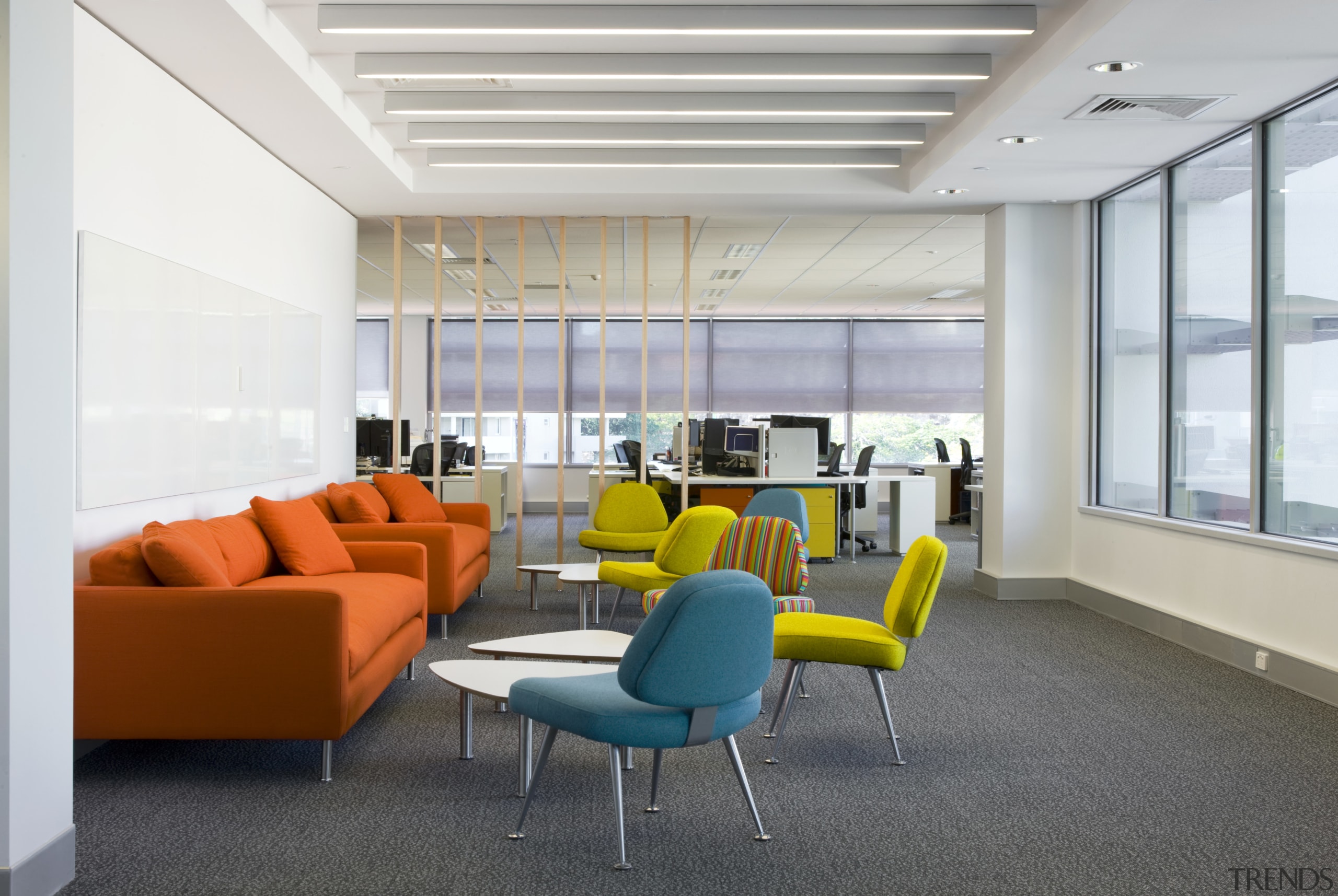 Interior view of the ARUP offices in Brisbane architecture, ceiling, daylighting, interior design, office, real estate, window, gray