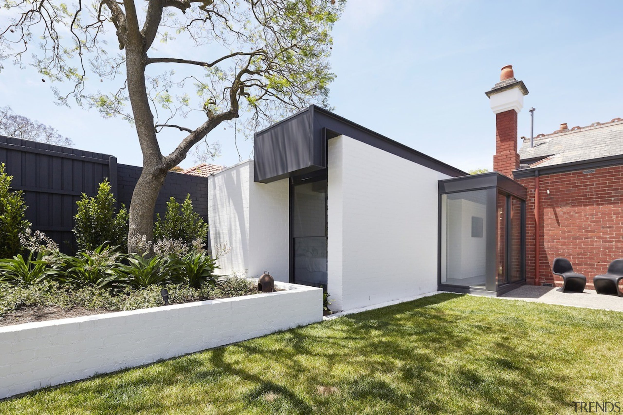 Architect: Nic Owen ArchitectsPhotography by Christine architecture, backyard, cottage, facade, home, house, property, real estate, residential area, yard, white