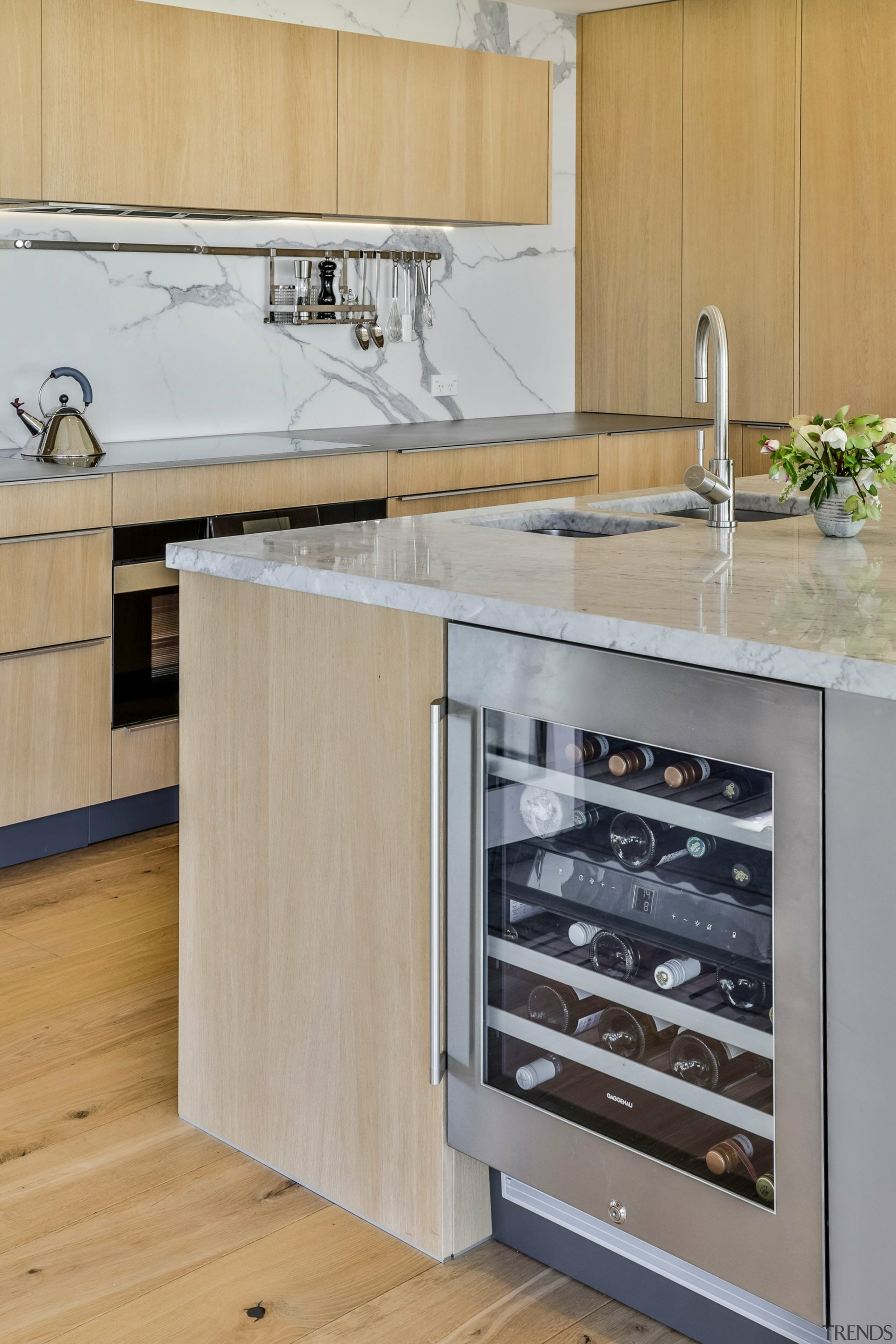 The to-hand wine fridge is also on display 