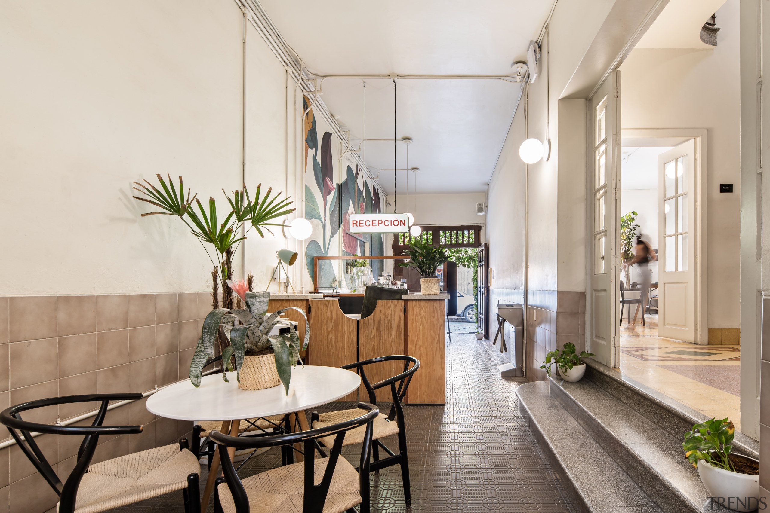 Reception/central patio. - Heritage dovetails here-and-now - 