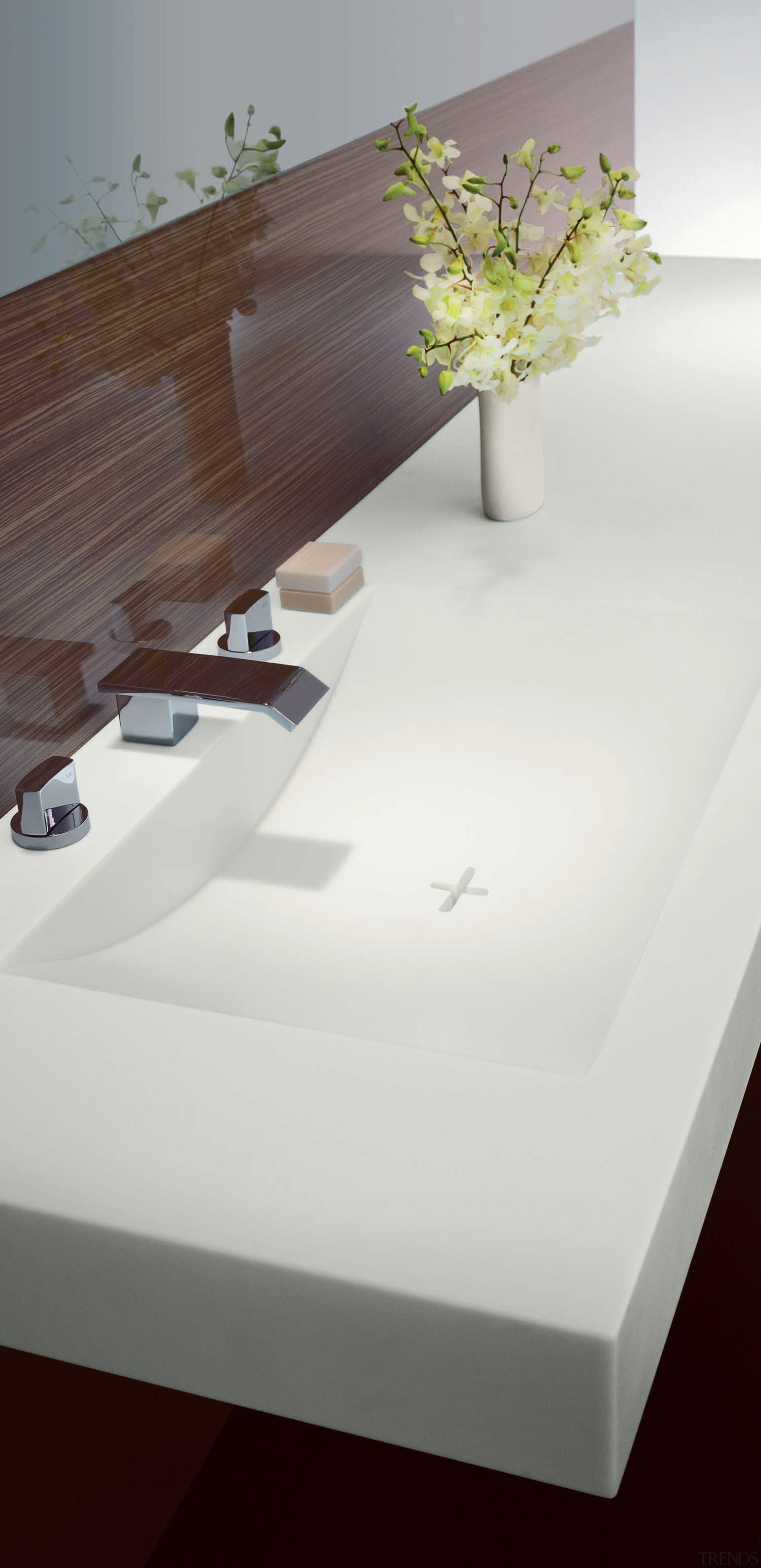 Laminex Solid Surface helps create inspirational interiors with angle, architecture, bed frame, coffee table, floor, furniture, interior design, mattress, product design, table, white, gray