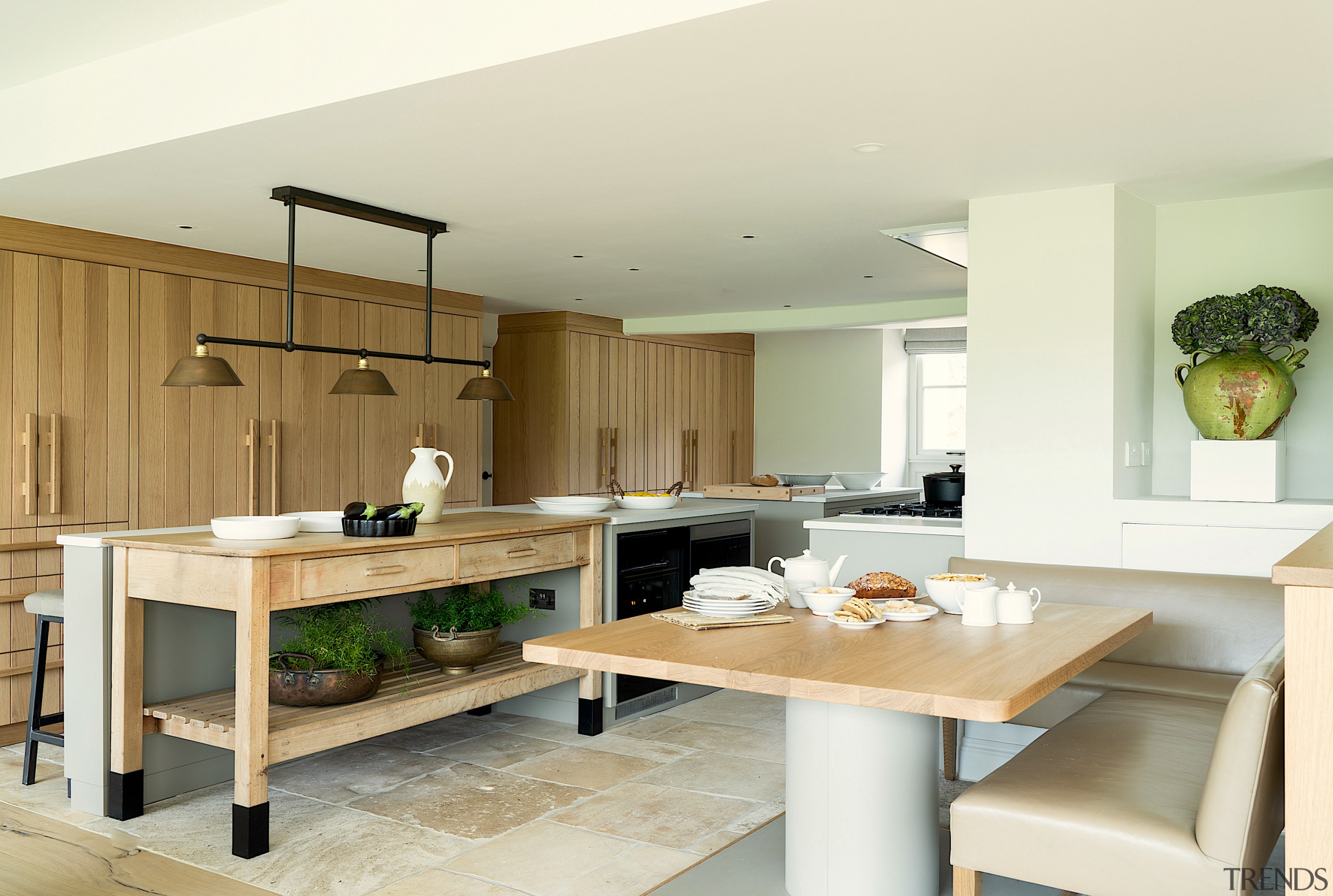 The original kitchen’s lower ceiling was continued over 