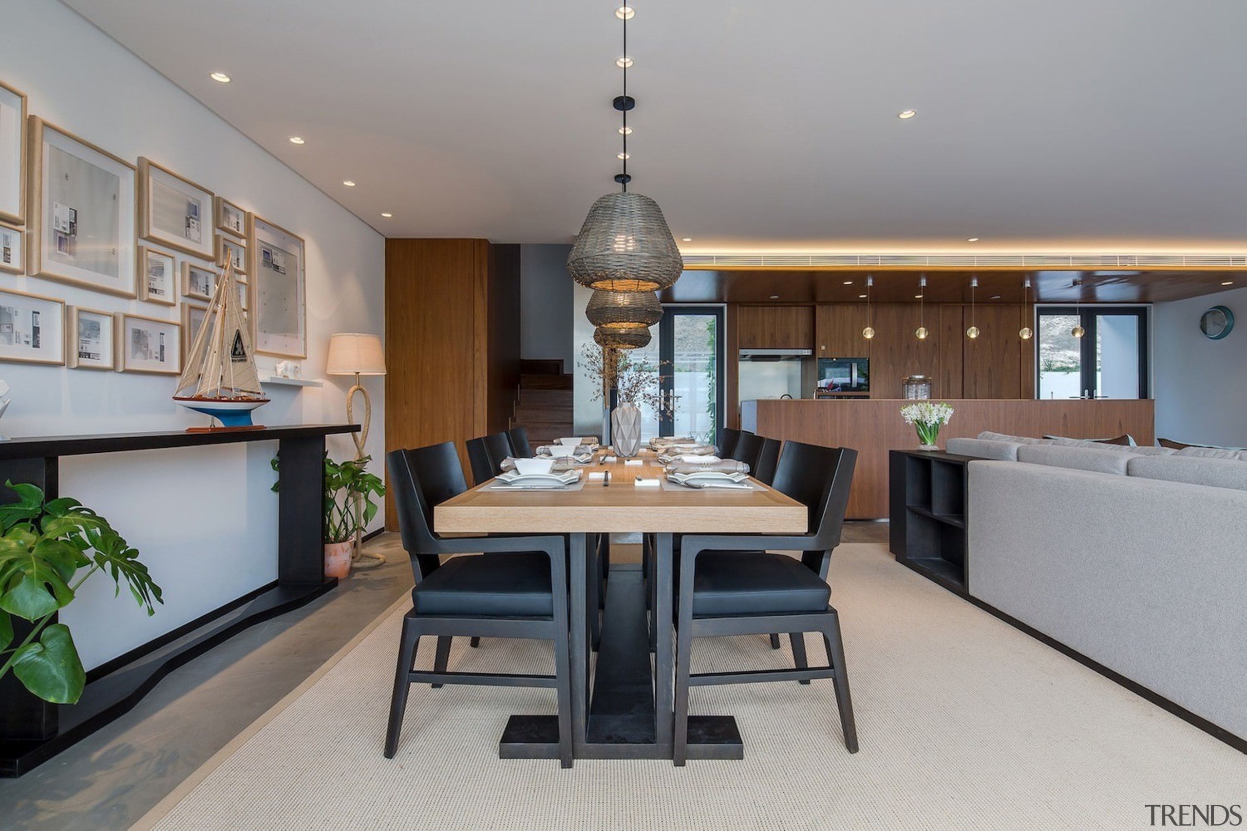 Another dining room, this time in a contemporary dining room, interior design, kitchen, property, real estate, room, gray