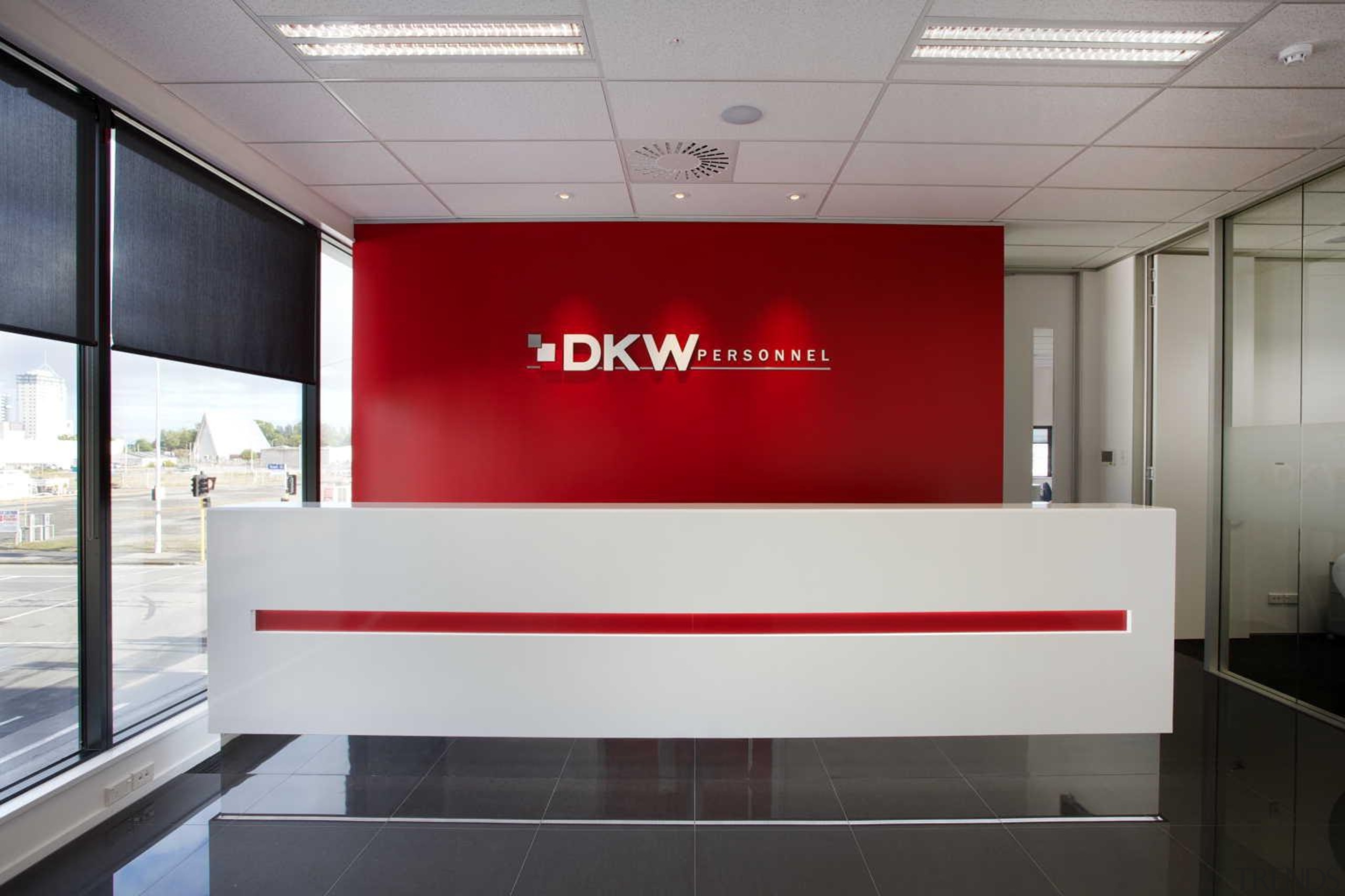 custom reception desk at dkw personnel by interiors interior design, gray