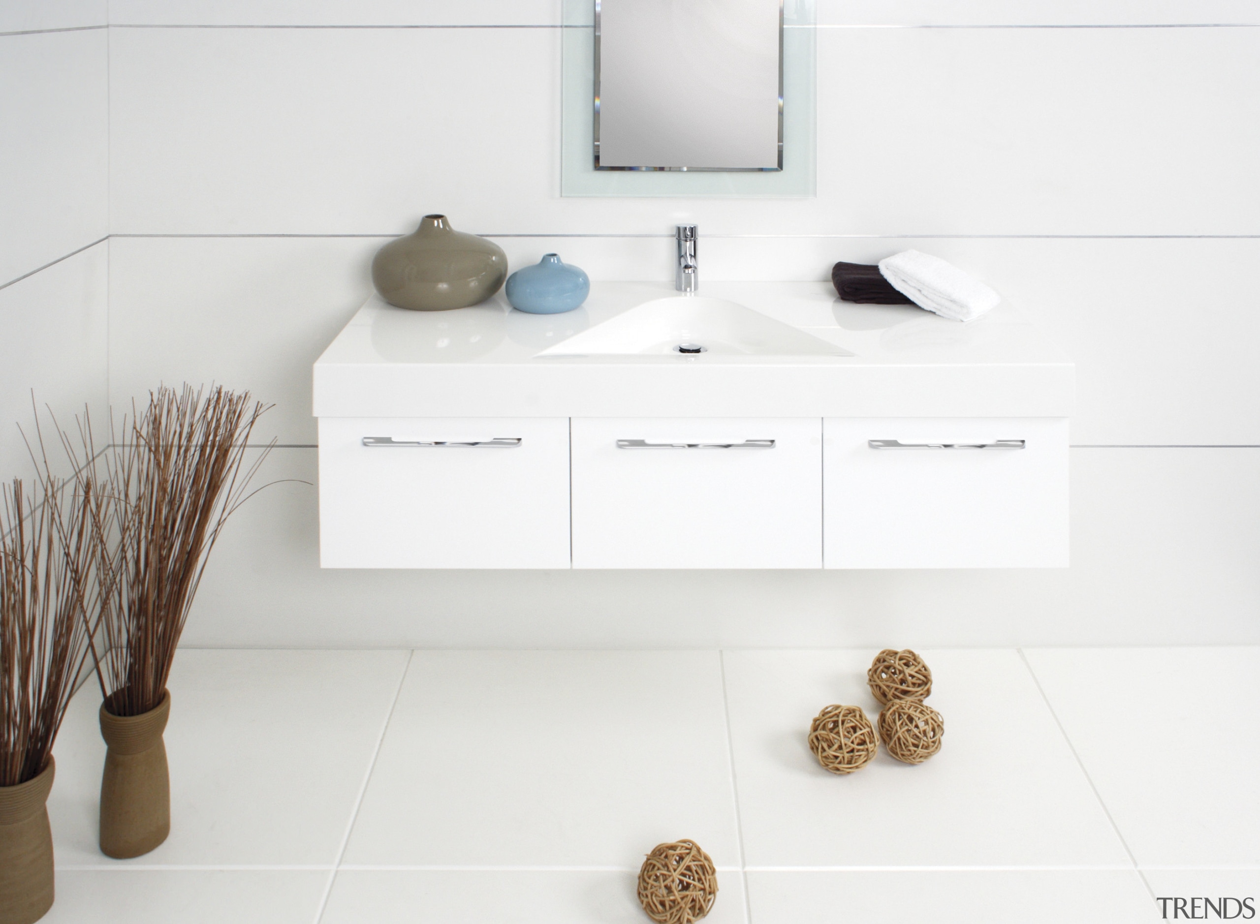 The new Mirage vanity, from design innovators Architectural bathroom, bathroom accessory, bathroom cabinet, bathroom sink, ceramic, drawer, floor, flooring, furniture, plumbing fixture, product, product design, sink, tap, tile, white