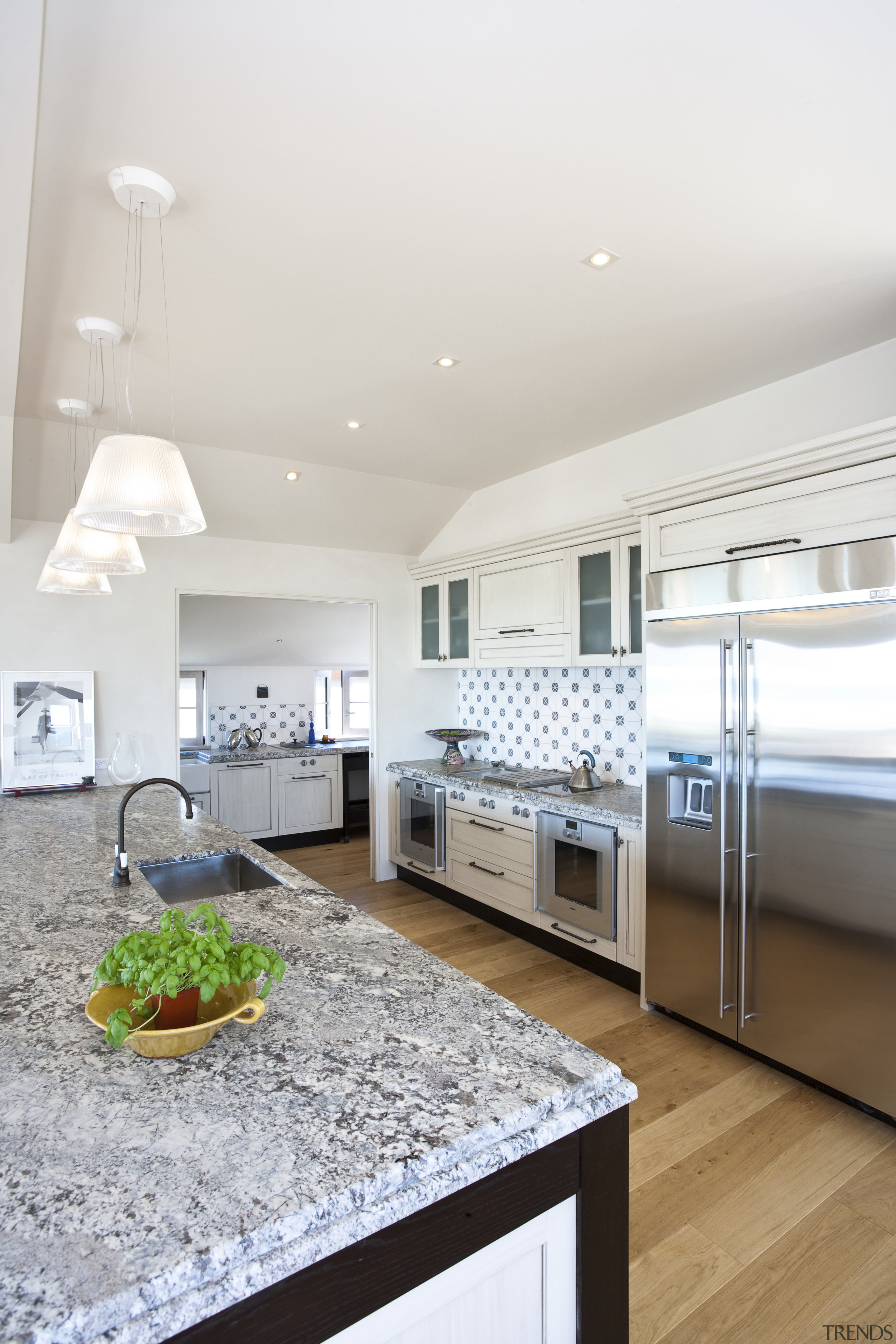 Traditional kitchen view of appliances - Traditional kitchen cabinetry, ceiling, countertop, floor, home, interior design, kitchen, real estate, room, white