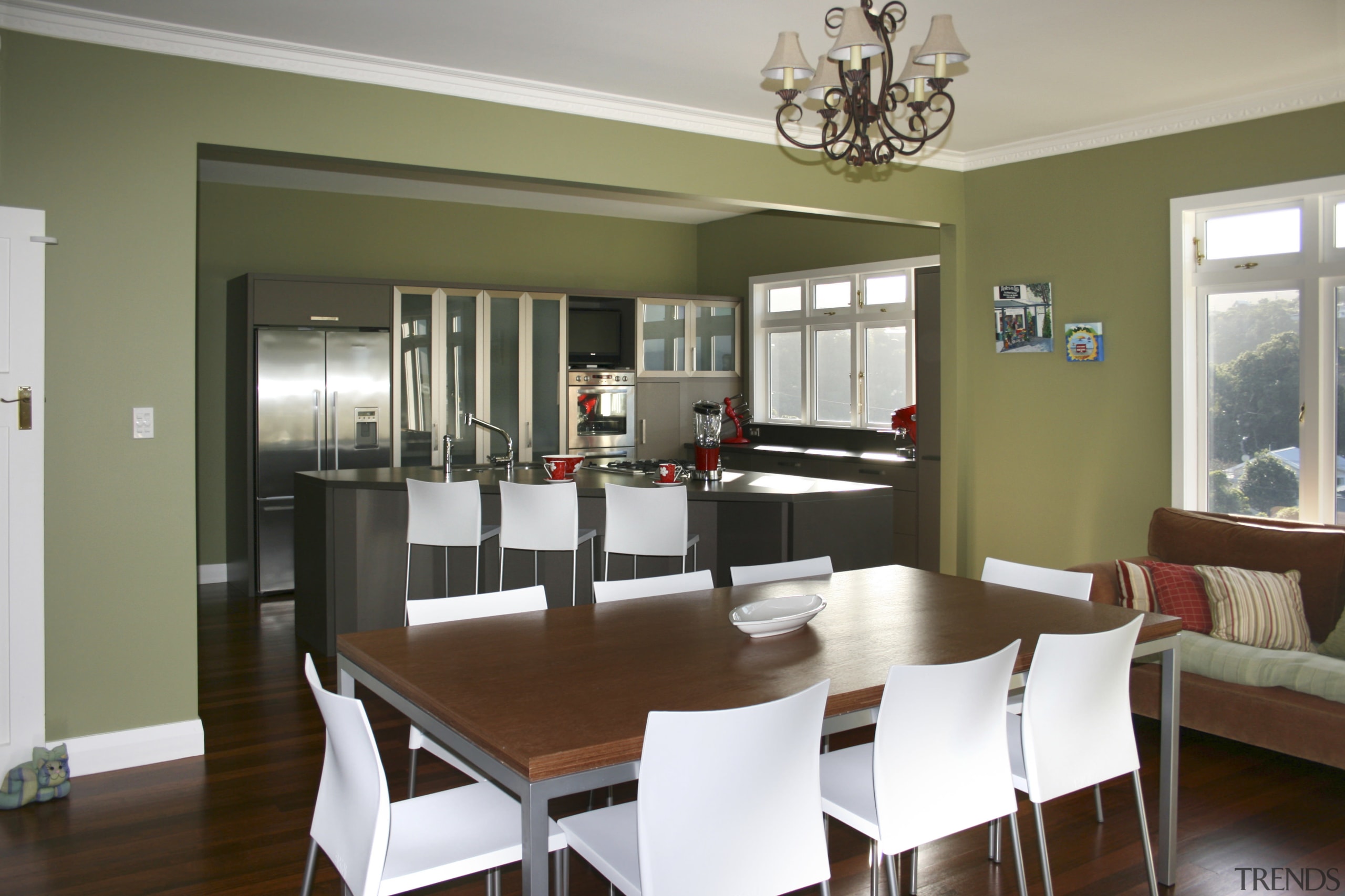 View of a kitchen which was remodelled by dining room, interior design, real estate, room, table, window, brown