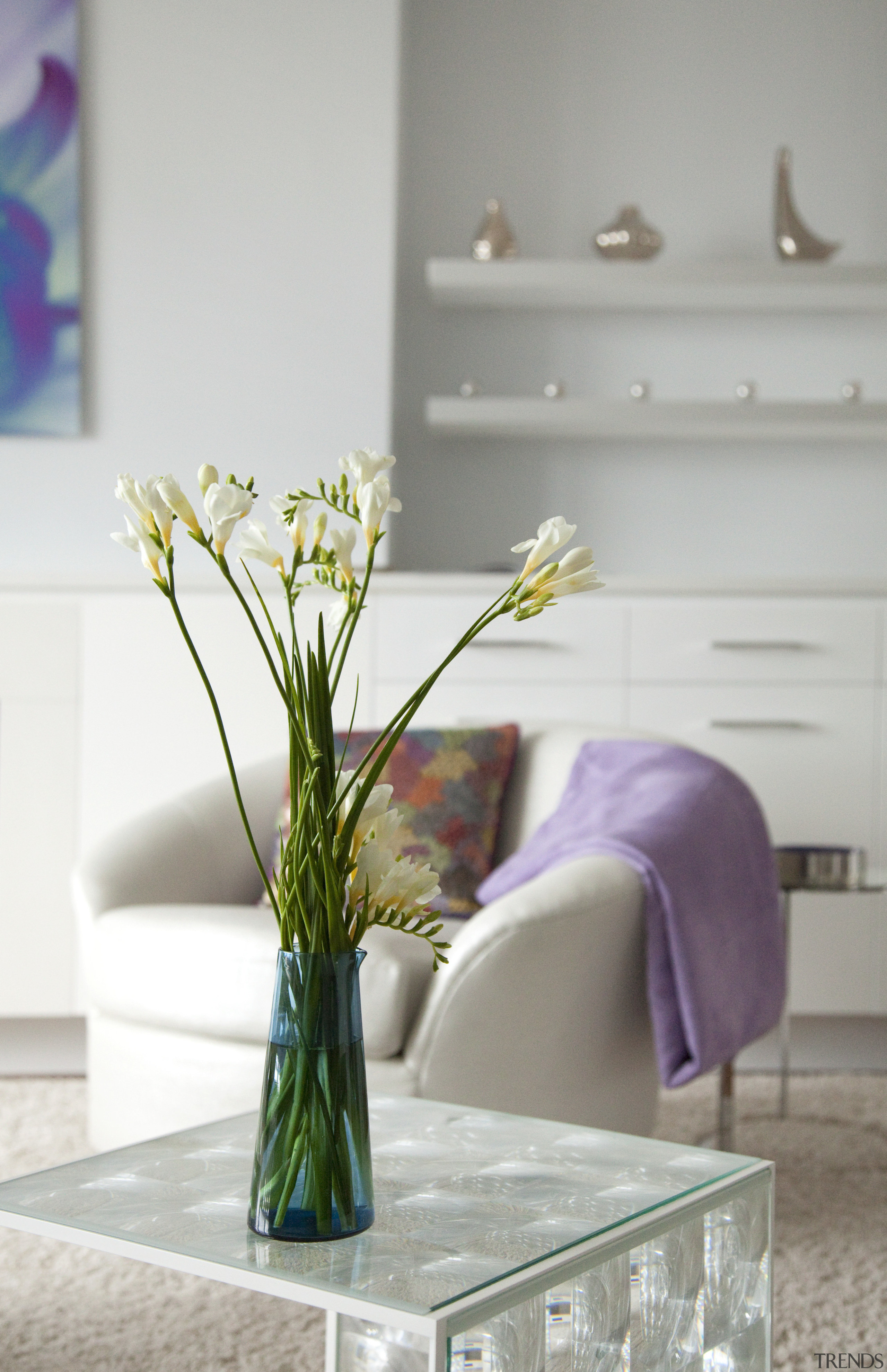 Both of these factors influenced the design of floral design, floristry, flower, flower arranging, flowerpot, furniture, interior design, plant, product design, table, vase, gray, white