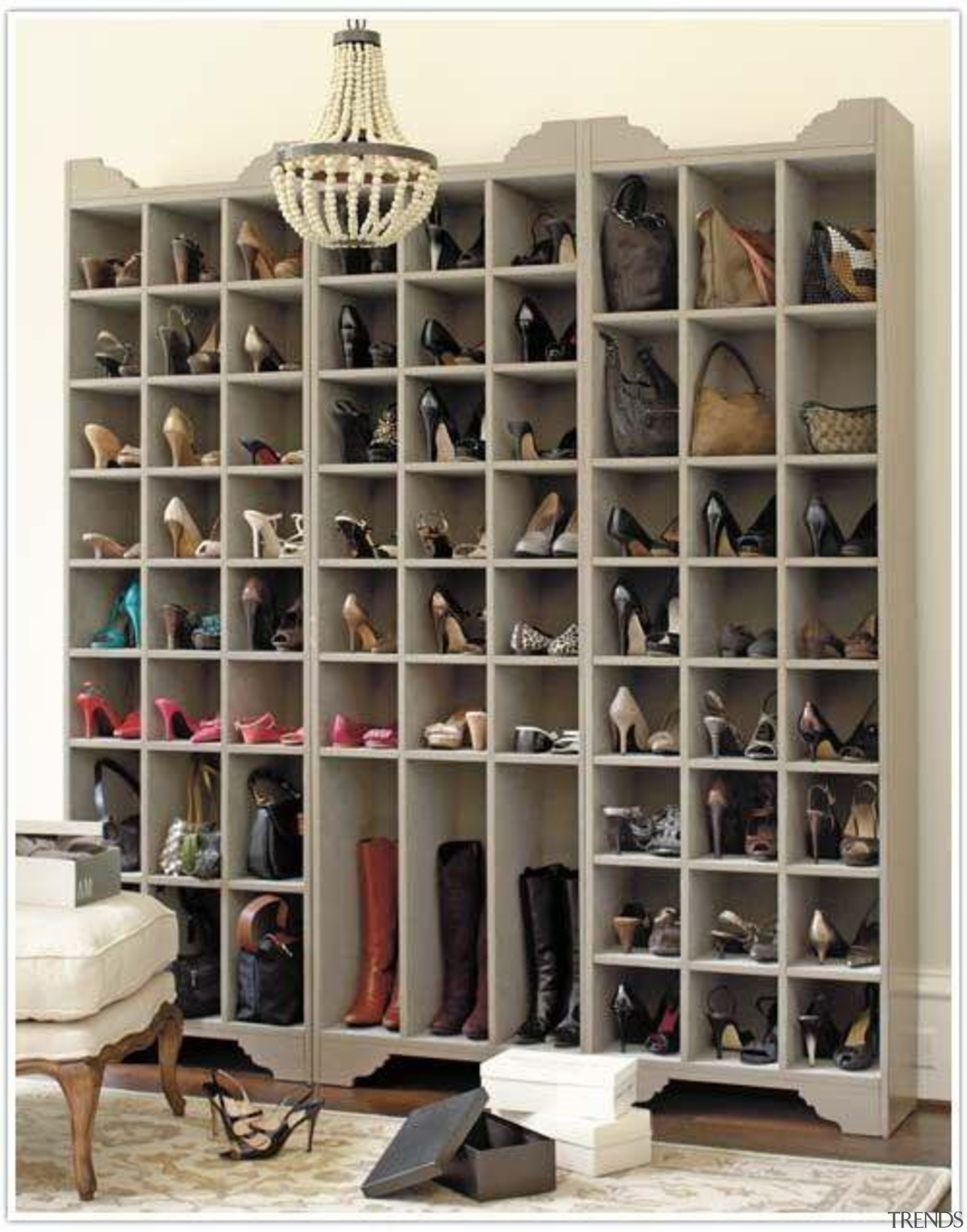 WALK IN CLOSET - Closet - walk in bookcase, closet, furniture, shelf, shelving, shoe, white, black