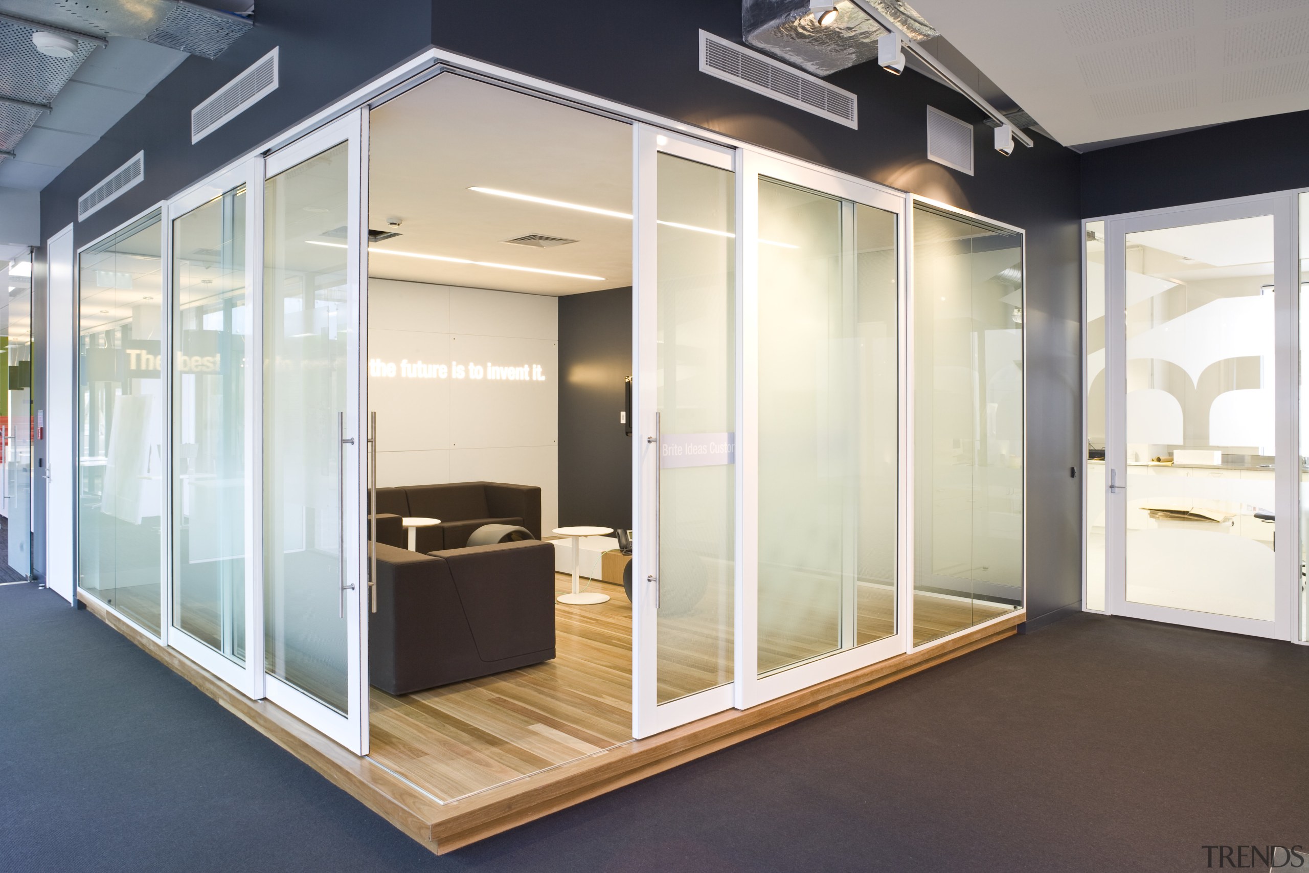 Internal view of 3M Head Office part of door, glass, interior design, real estate, window, white