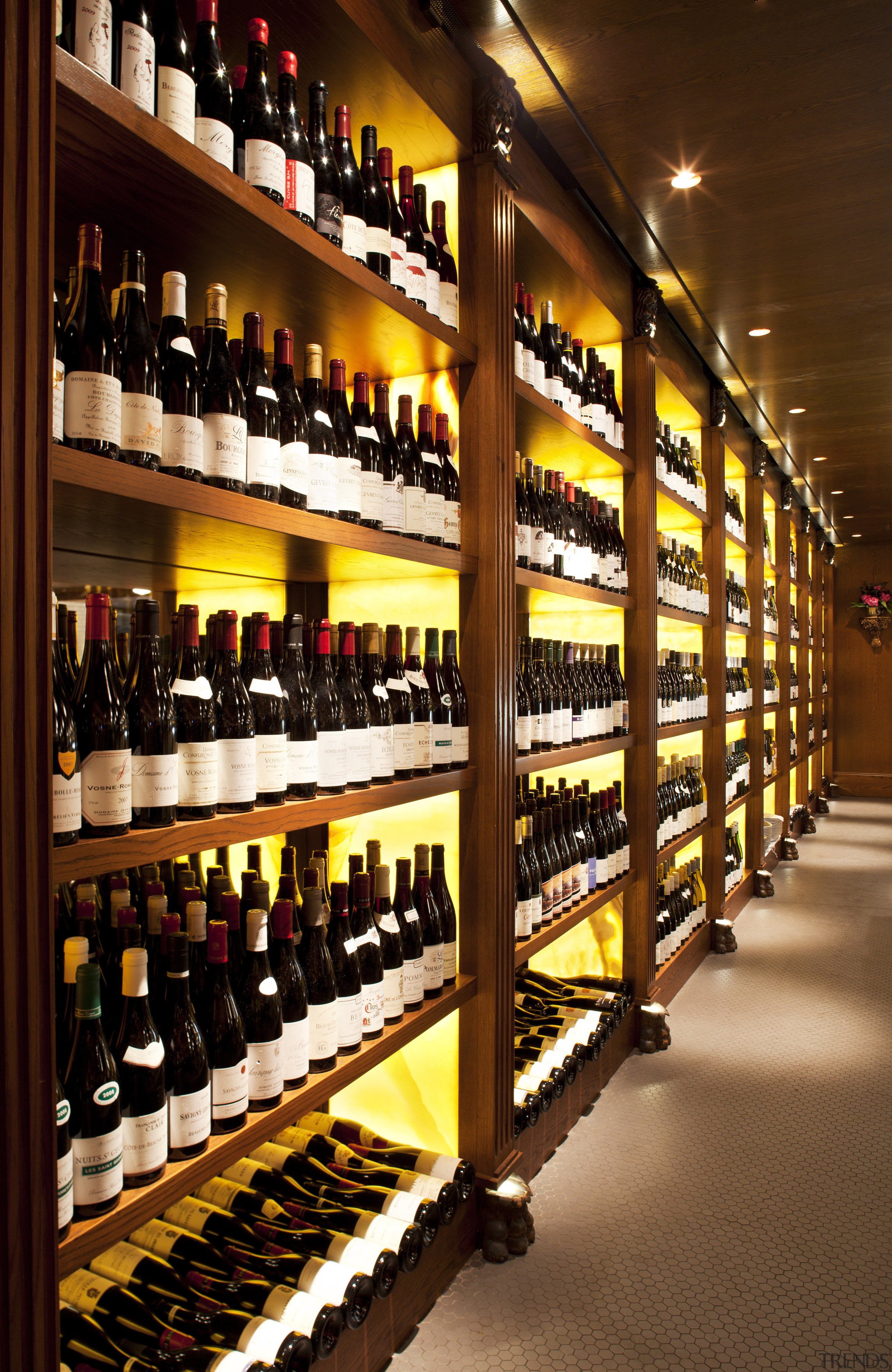 View of themed Sydney restaurant. - View of distilled beverage, drink, liquor store, product, wine cellar, winery, red, brown