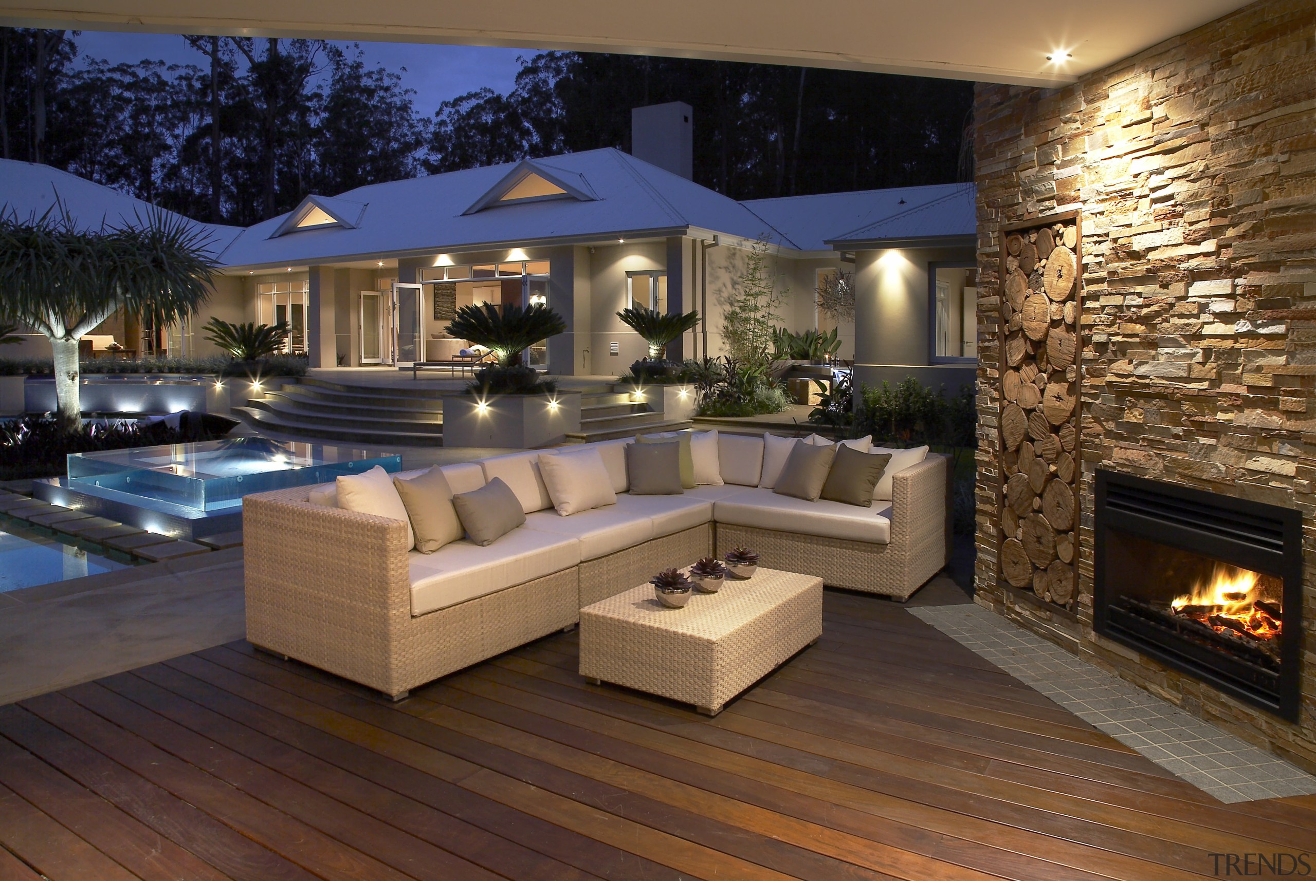 Headmaster has a long history in designing, manufacturing backyard, deck, fireplace, floor, home, interior design, lighting, living room, patio, real estate, brown