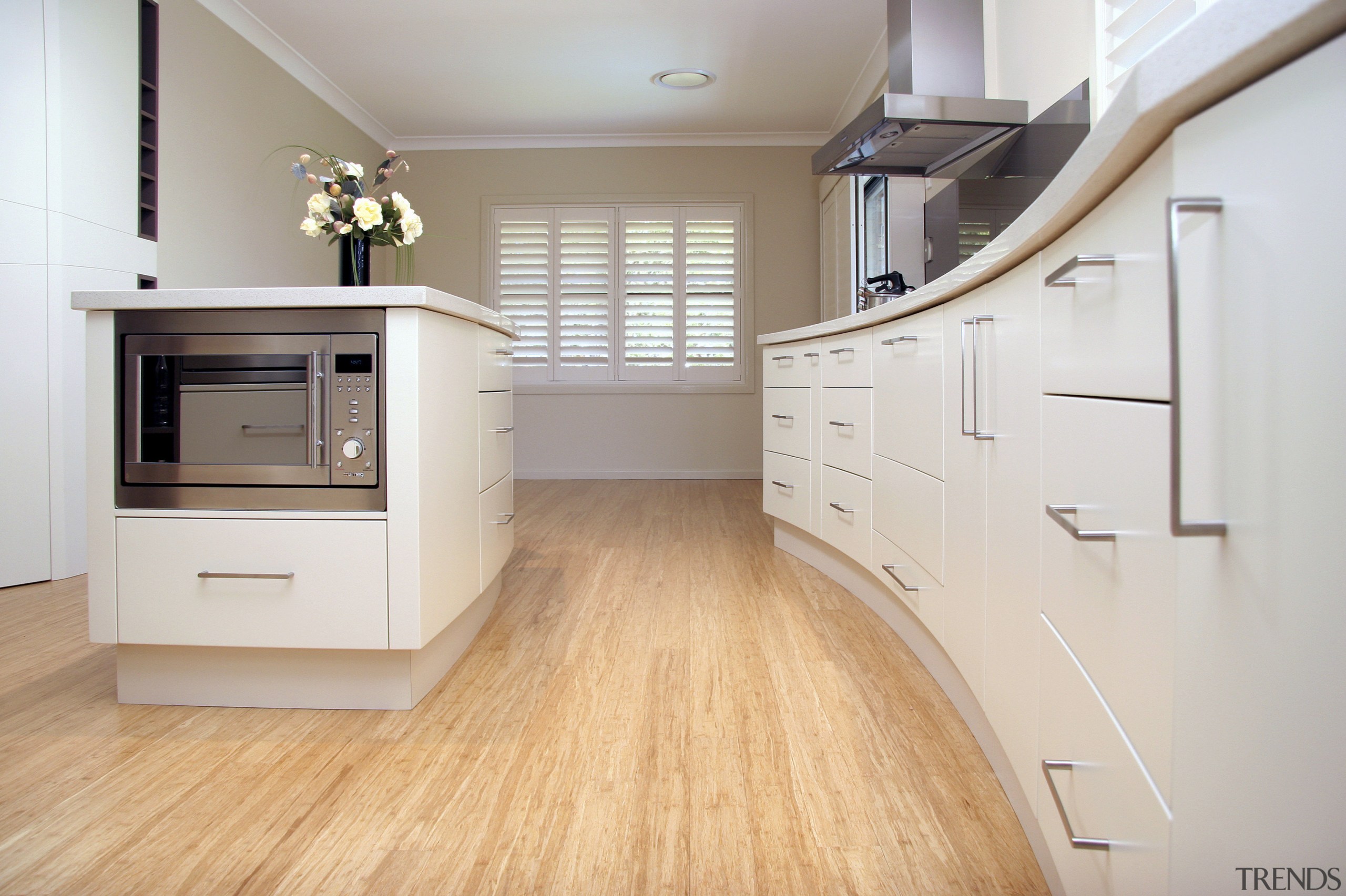 Image of the Kitchen which features Smeg kitchen cabinetry, countertop, cuisine classique, floor, flooring, hardwood, home, interior design, kitchen, laminate flooring, room, wood, wood flooring, gray