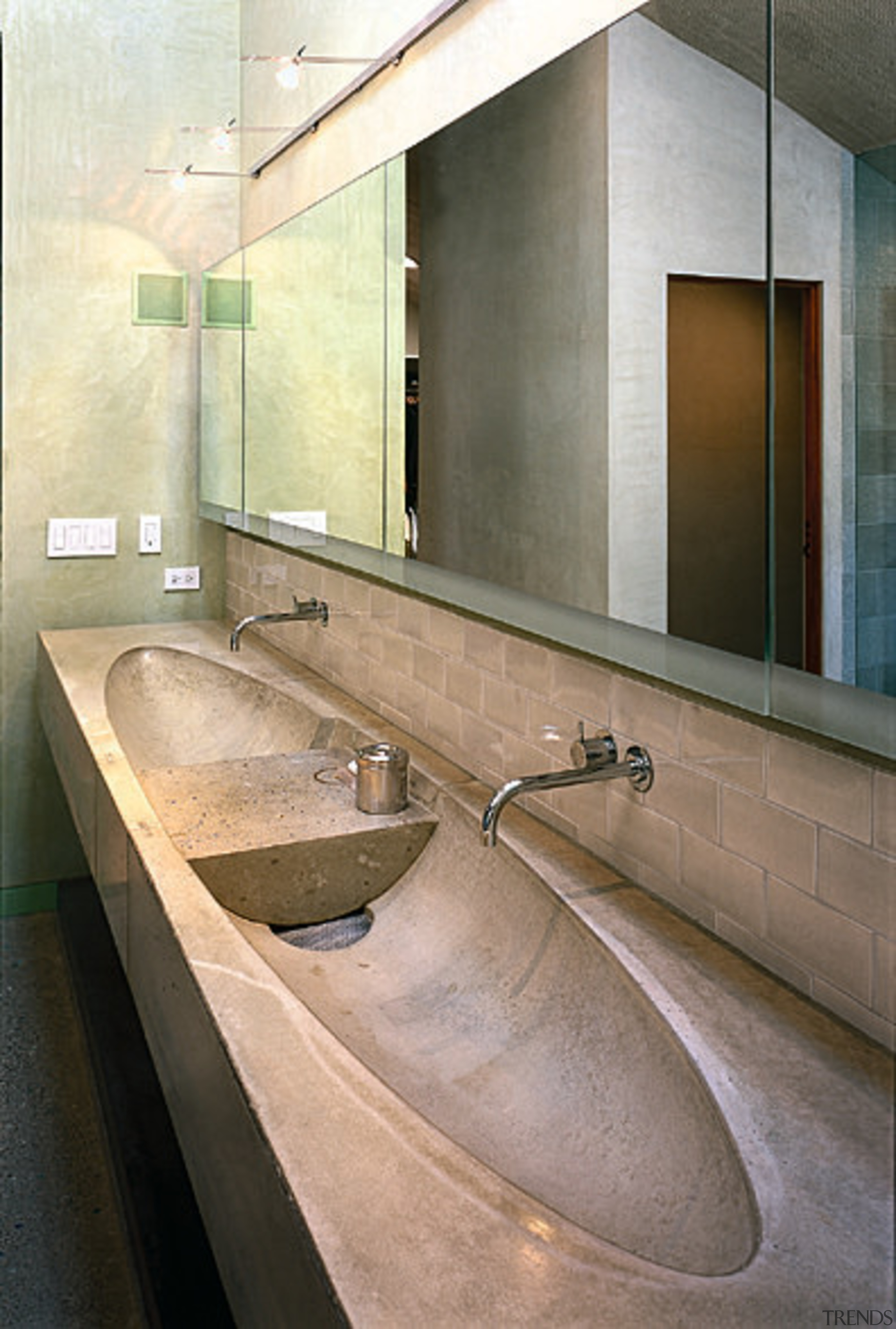 Side view of the vanity &amp; mirror - architecture, bathroom, countertop, floor, glass, interior design, sink, tile