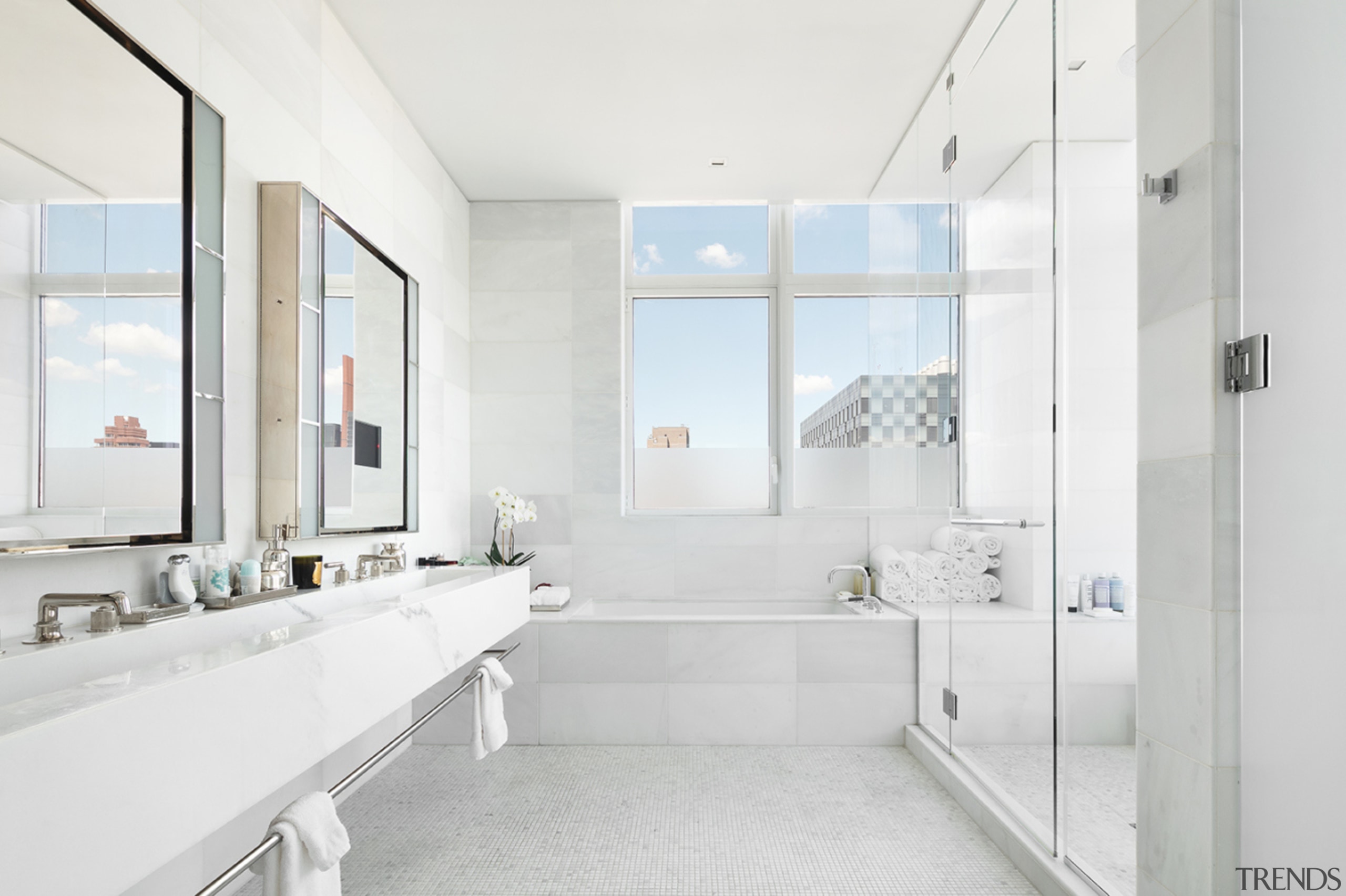 The bathroom in Jennifer Lawrence's for sale penthouse white