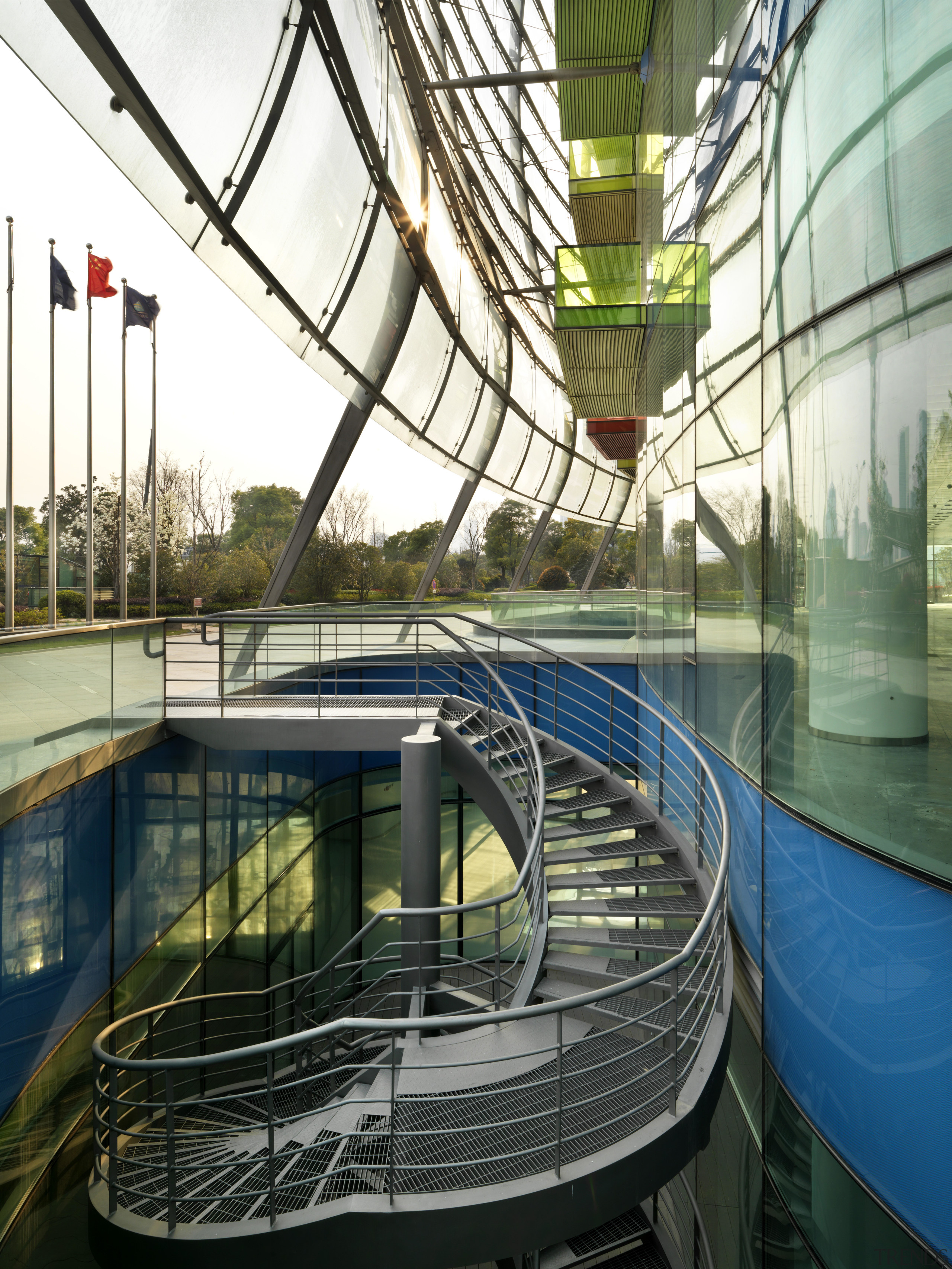 View of the Shanghai International Cruise Terminal. architecture, leisure, leisure centre, recreation, reflection, structure, tourist attraction, water, white