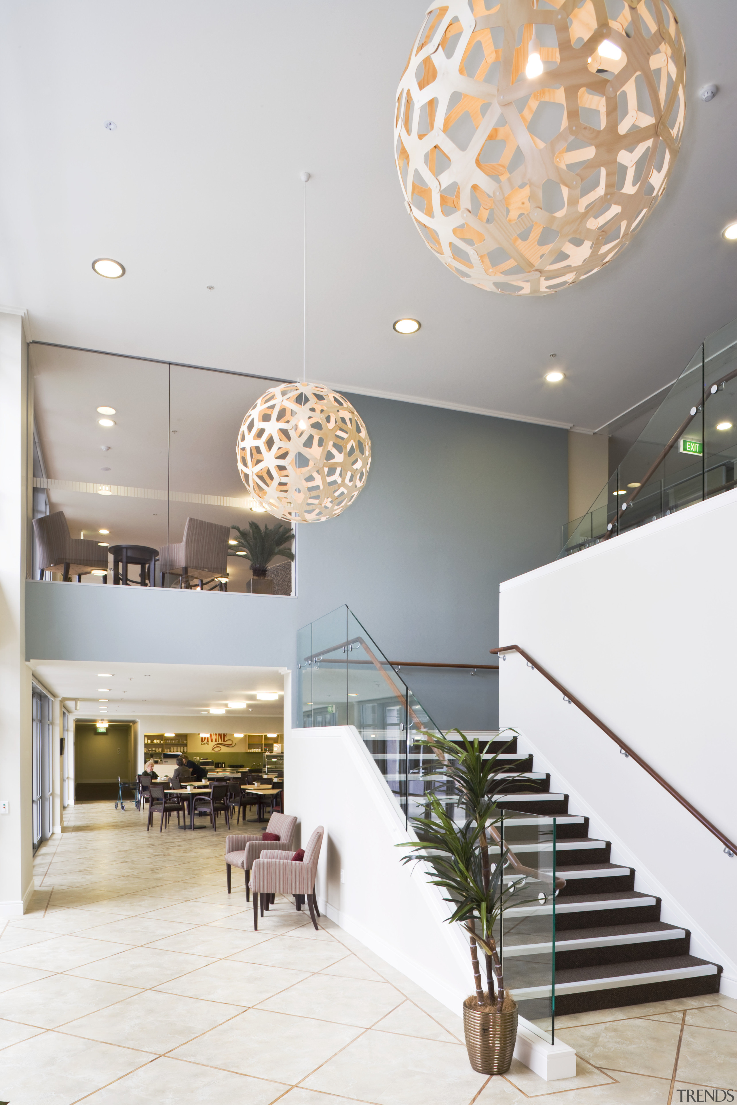 View of the main entrance area with a architecture, ceiling, daylighting, house, interior design, lobby, white