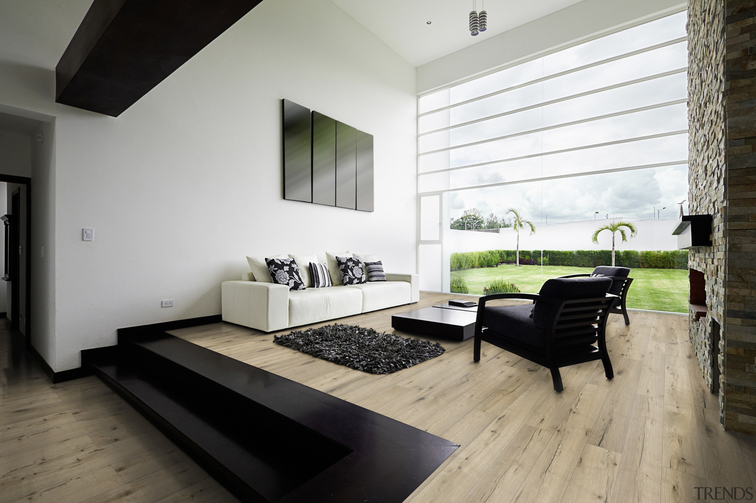 The look of wood without the hassle or architecture, floor, flooring, house, interior design, living room, real estate, window, wood, wood flooring, black, gray, white