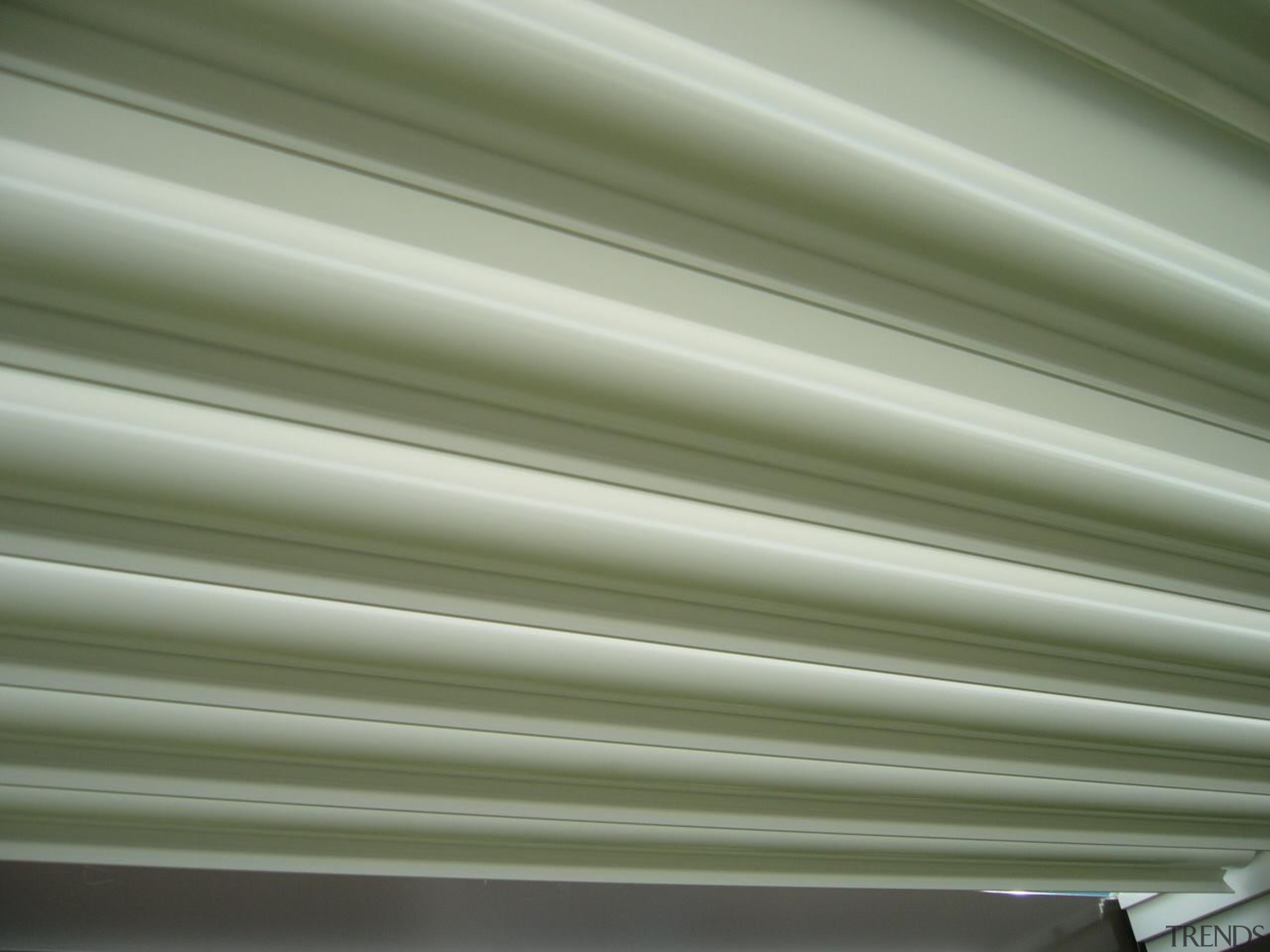 The beautiful 200mm Louvre Blades in an open daylighting, line, material, molding, structure, window covering, gray, green