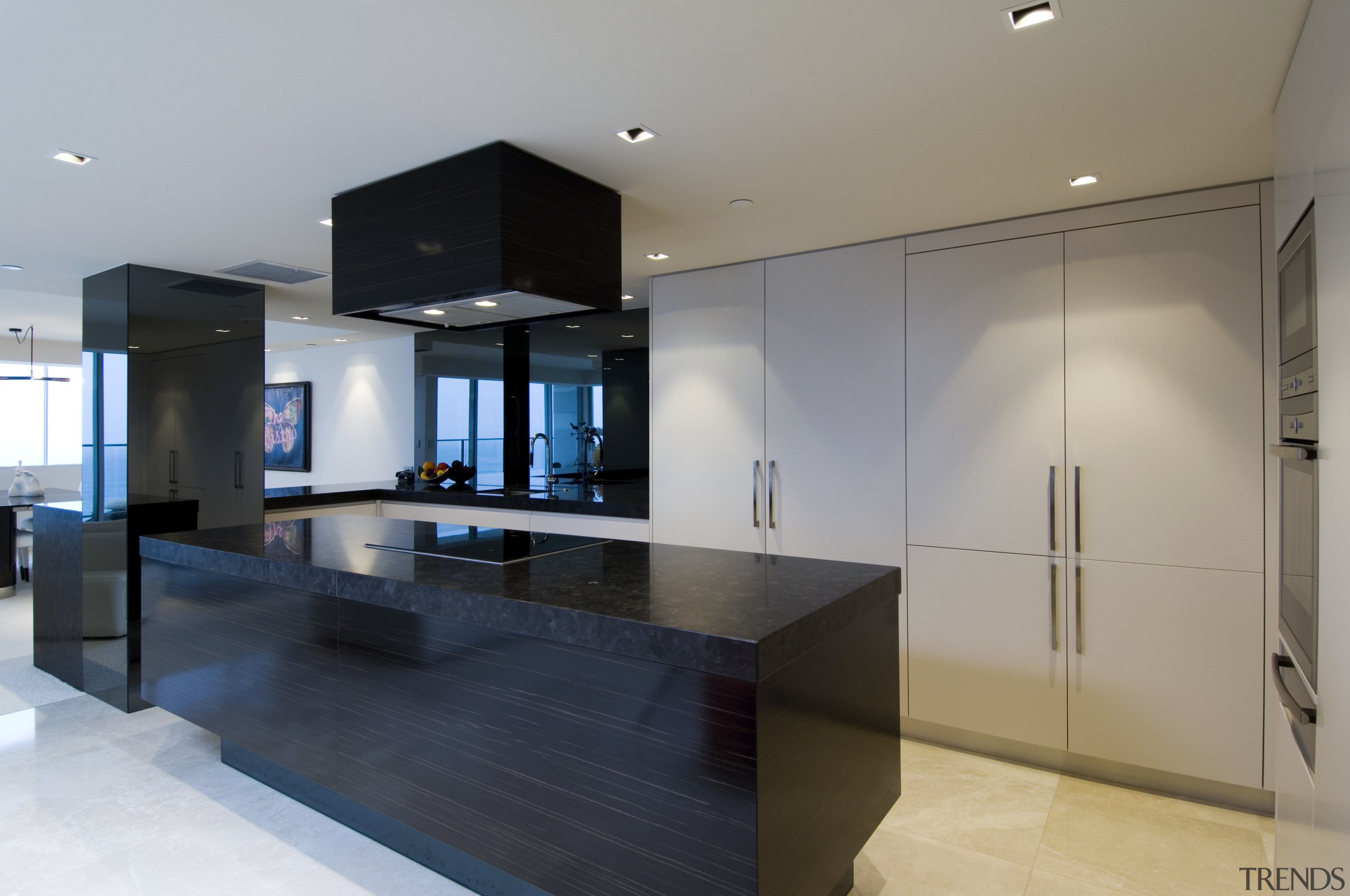 Apartment interior by Ellivo Architects - Apartment interior architecture, cabinetry, countertop, floor, flooring, glass, interior design, kitchen, real estate, room, gray