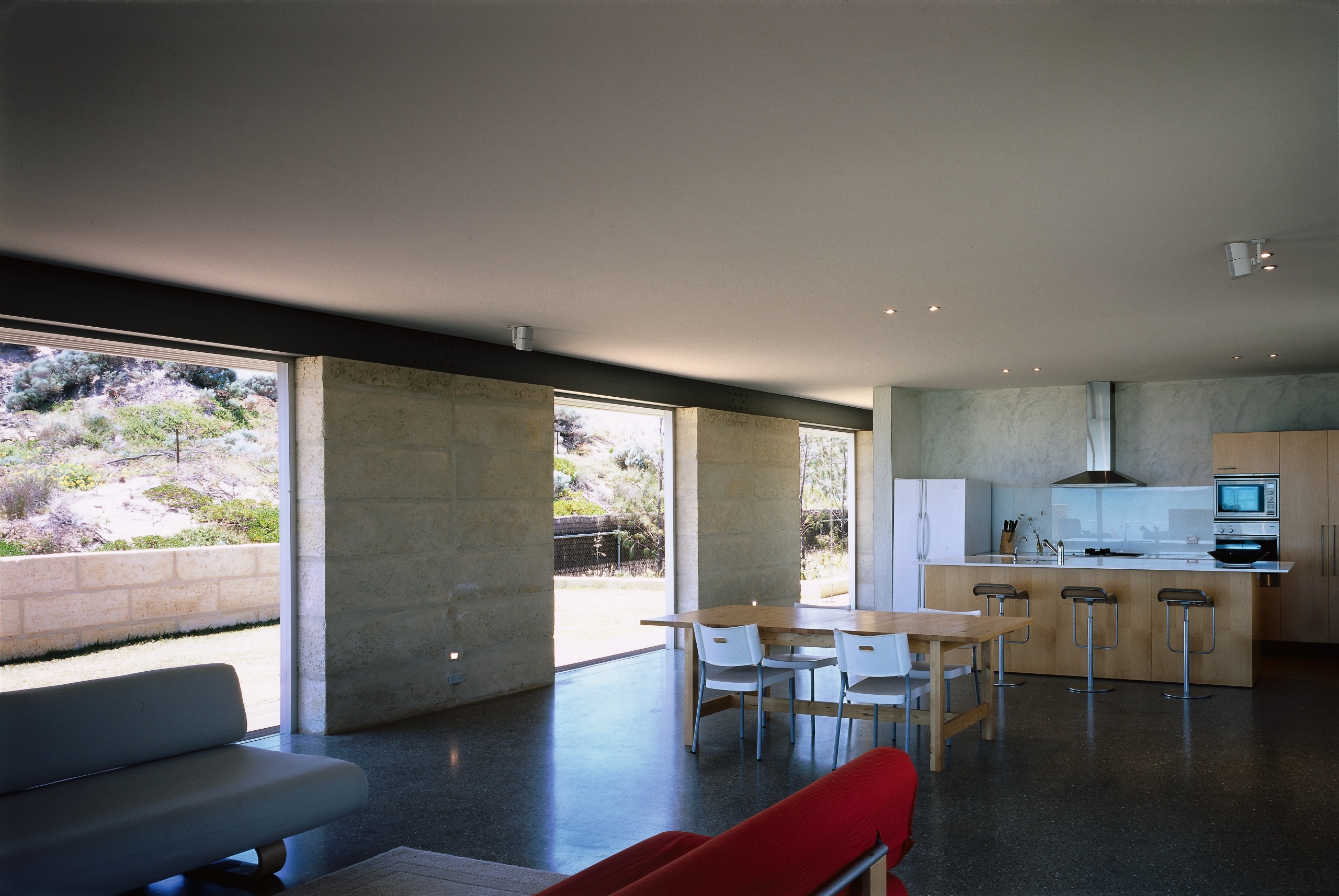 A view of the kitchen. - A view architecture, ceiling, daylighting, house, interior design, real estate, window, gray, black