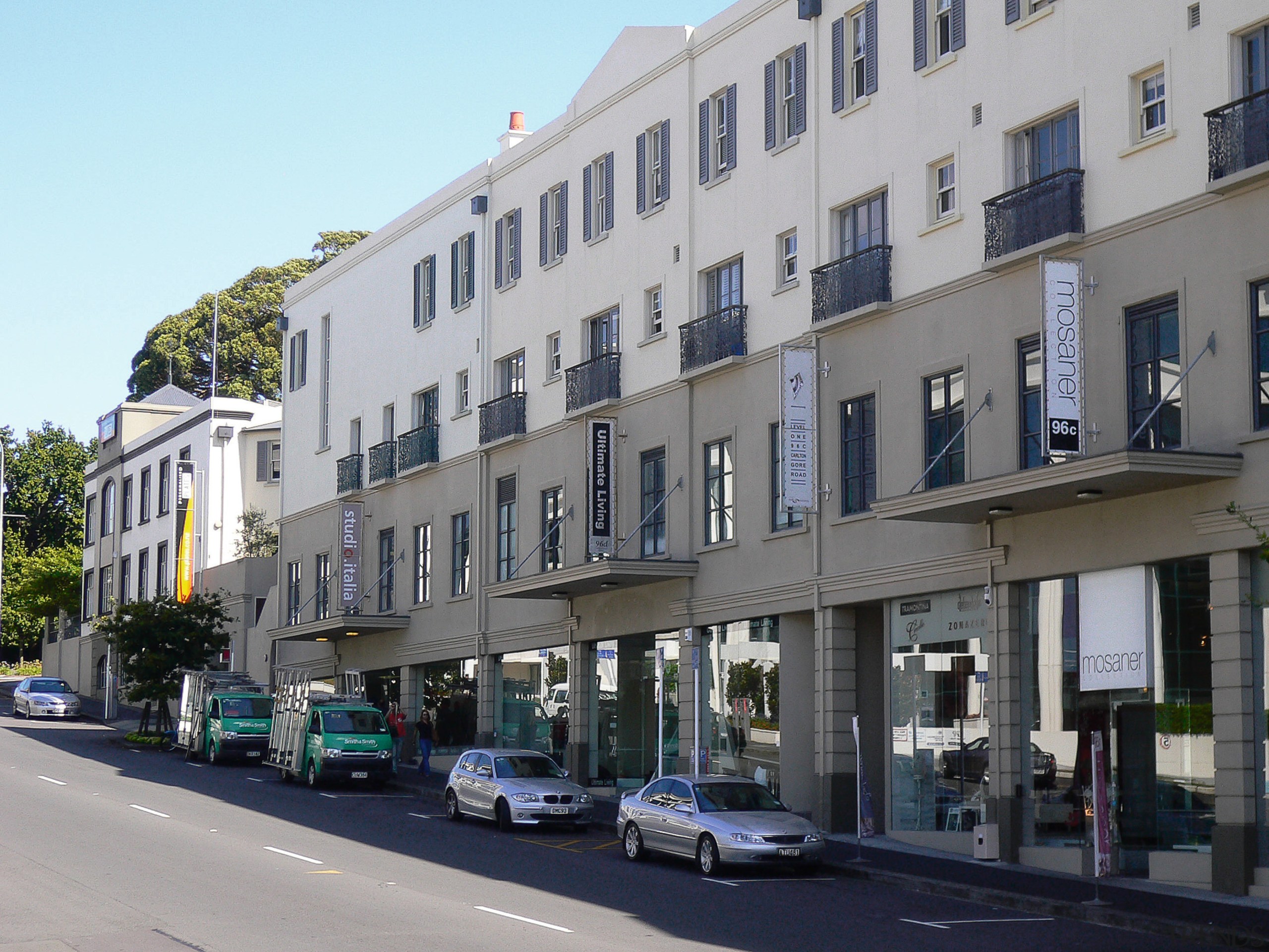 An exterior view of the domain terraces - apartment, architecture, building, car, city, condominium, downtown, facade, family car, home, house, infrastructure, metropolitan area, mixed use, neighbourhood, property, real estate, residential area, road, sky, street, suburb, town, urban area, window, gray, black