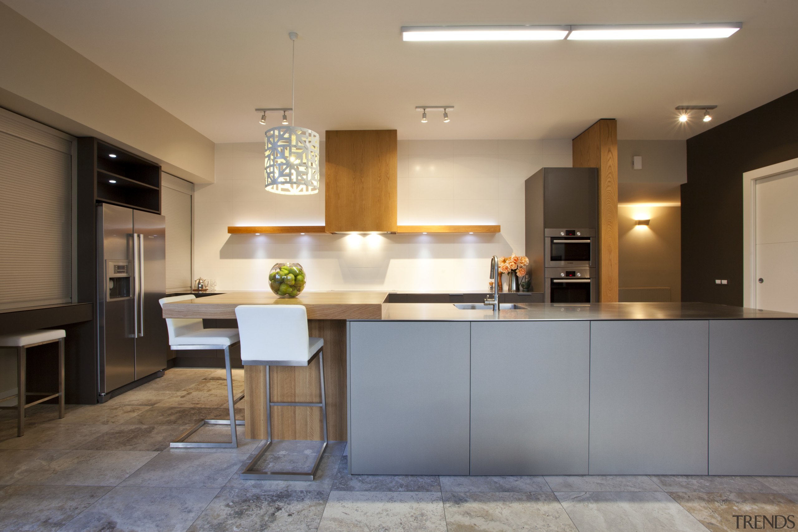 Designed by Sian Gillanders, this kitchen is finished cabinetry, countertop, cuisine classique, interior design, kitchen, room, gray, brown