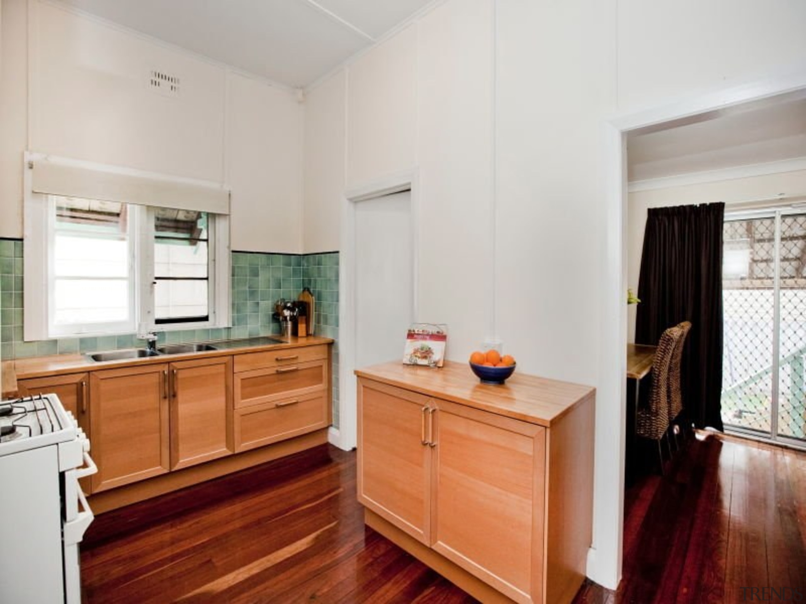 Not the original 1940s kitchen – but still architecture, building, cabinetry, ceiling, countertop, daylighting, floor, flooring, furniture, hardwood, home, house, interior design, kitchen, laminate flooring, property, real estate, room, tile, wood, wood flooring, gray