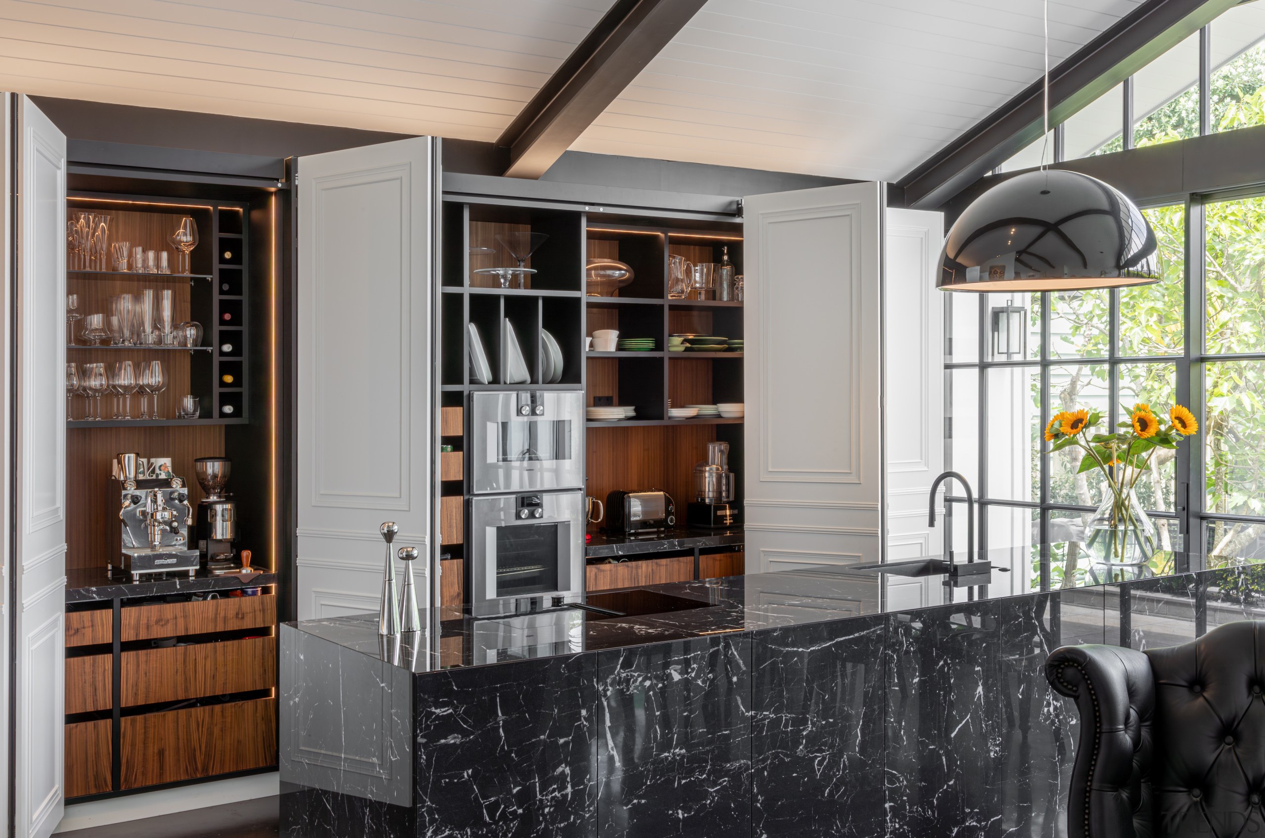 The middle segment combines the pantry drawers with 