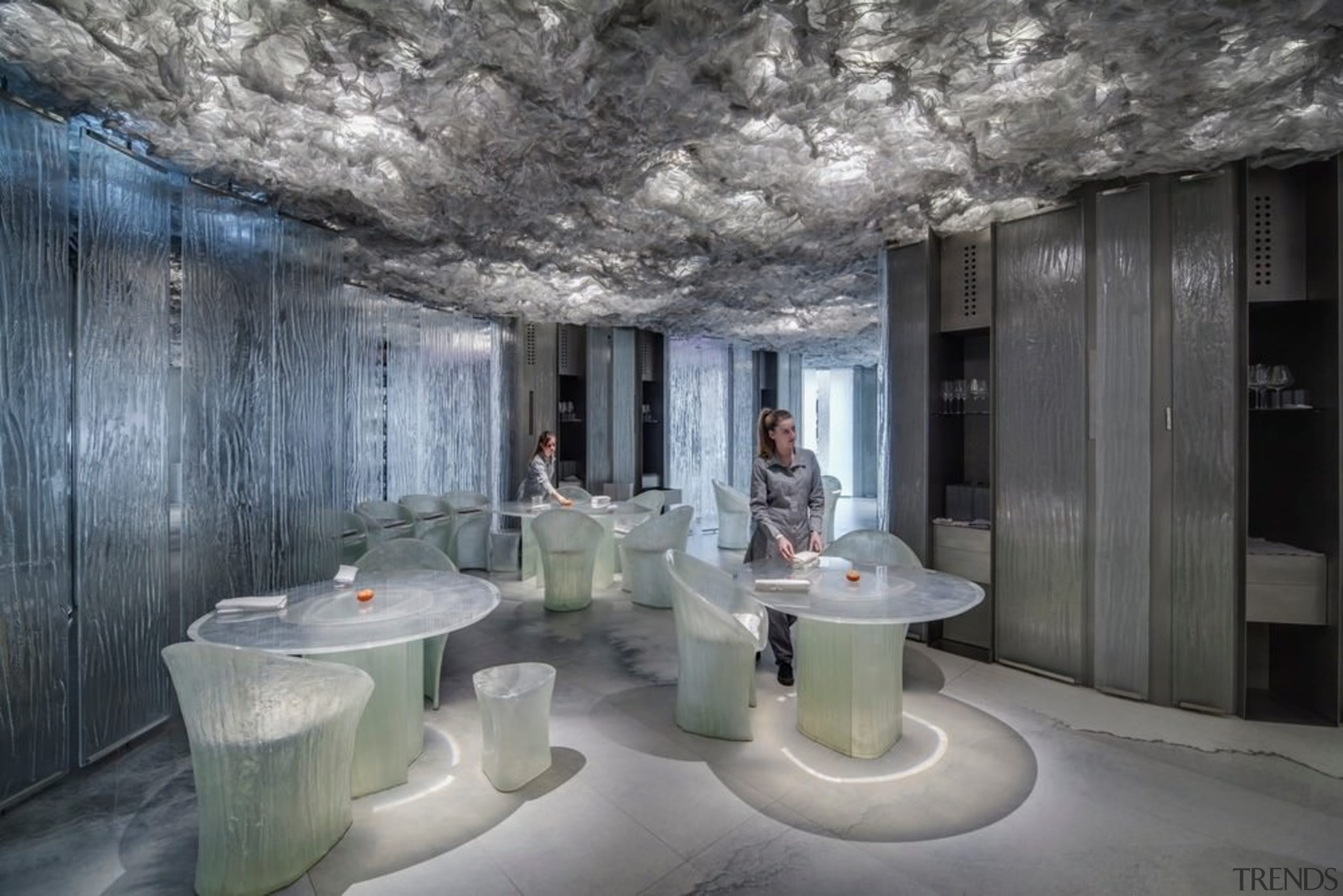 It almost looks like an ice bar - architecture, ceiling, interior design, gray, black