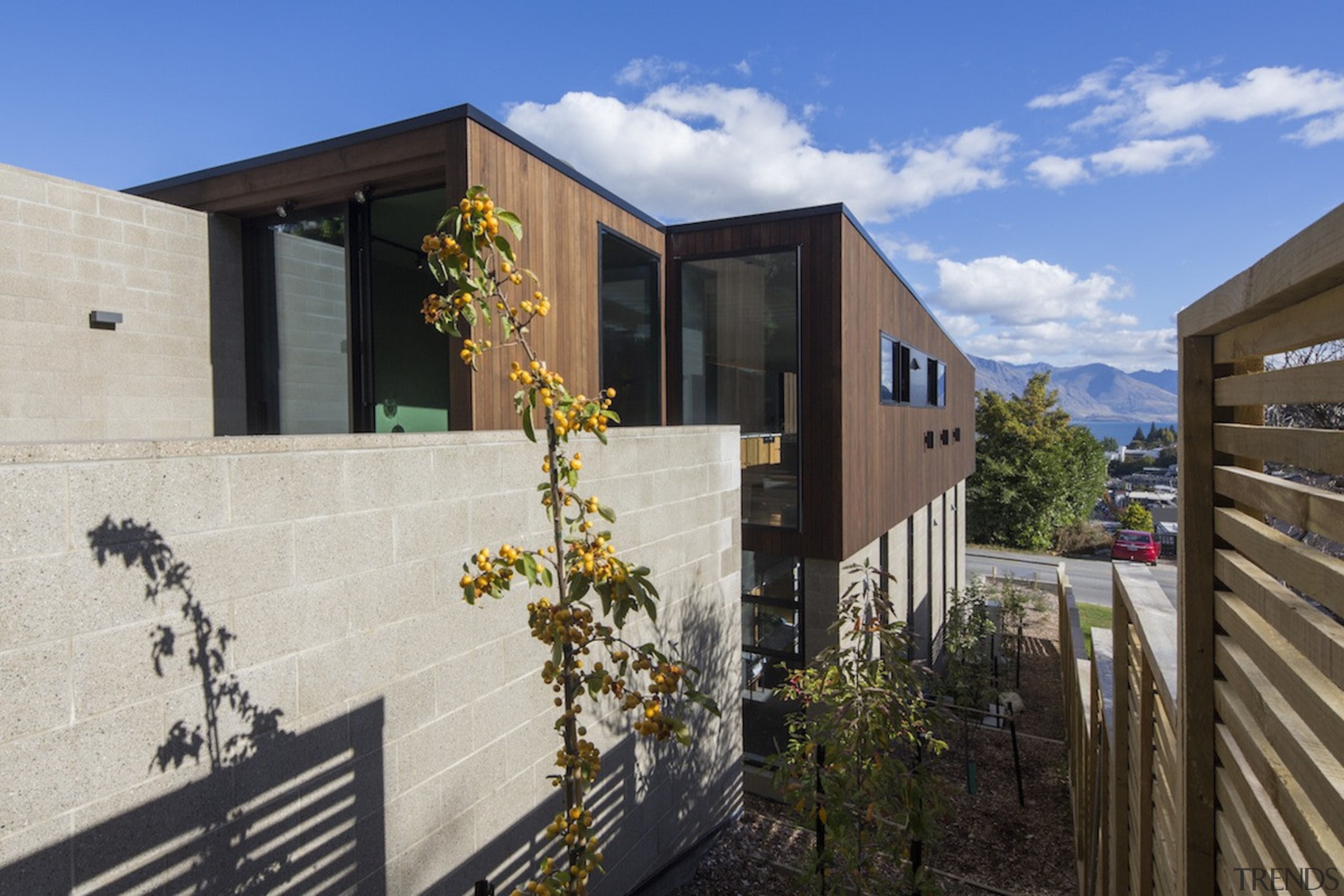 Arrowtown-based Bennie Builders was the only Southern Lakes architecture, building, facade, home, house, property, real estate, siding, gray