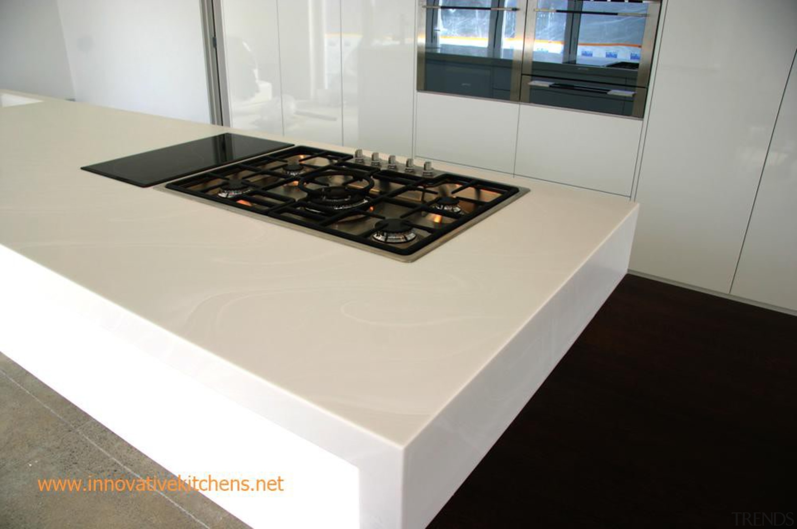 Corian benchtop with waterfall ends - Corian benchtop countertop, floor, kitchen, table, white, gray