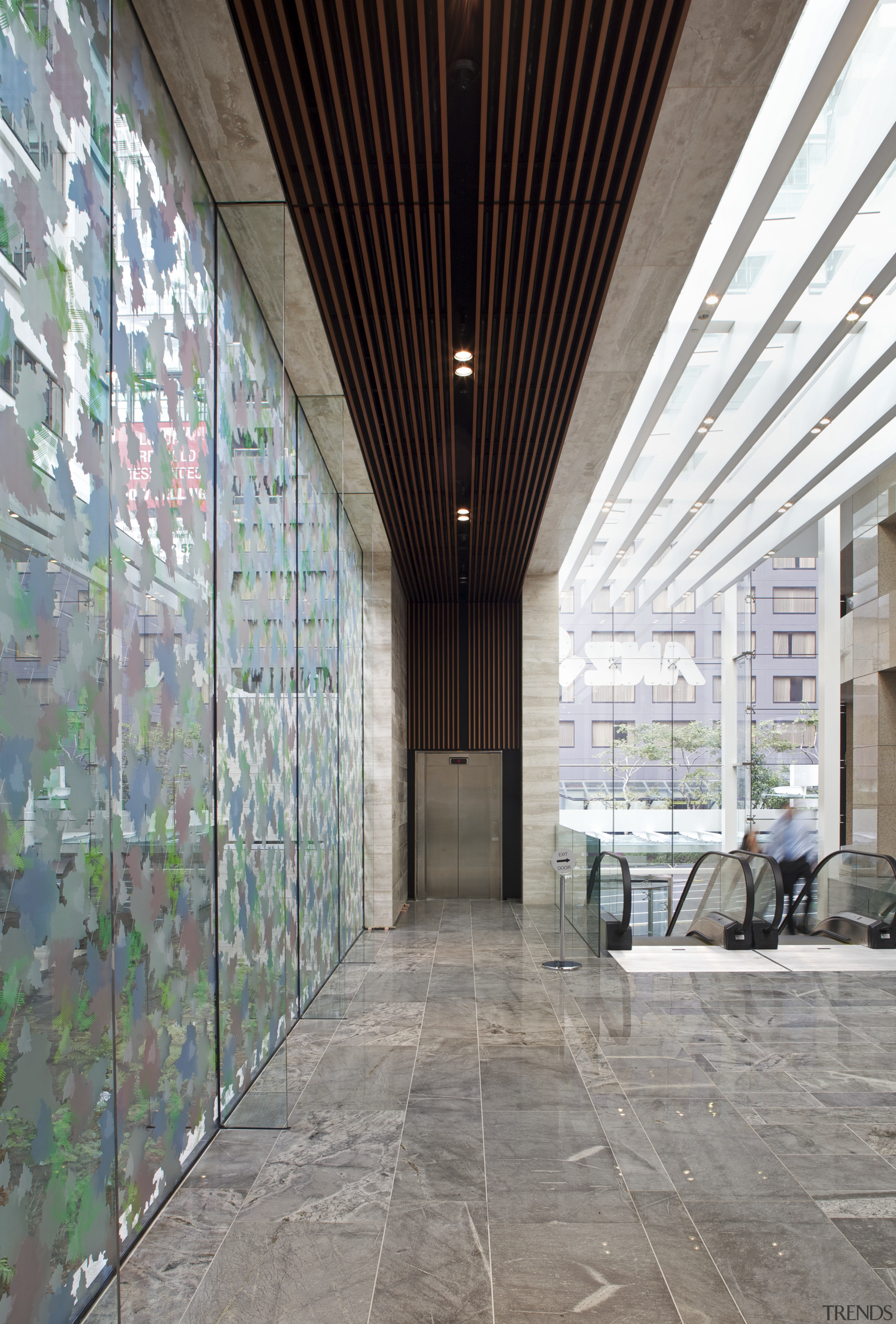 Heightened aesthetic  dramatic ceilings in ANZ Centre architecture, ceiling, daylighting, interior design, lobby, real estate, gray, white