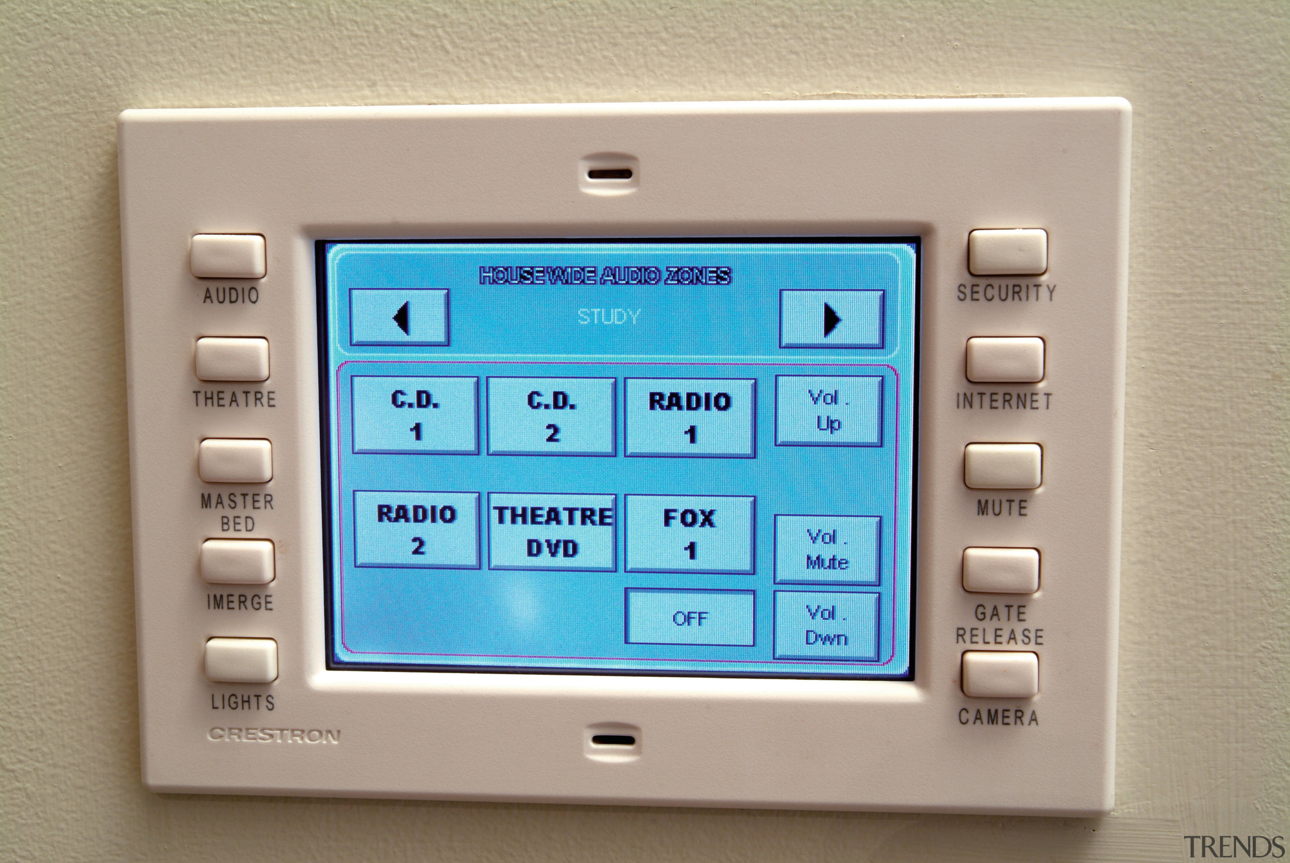 Image of the touch screen home automation control. display device, electronic device, electronics, multimedia, technology, gray