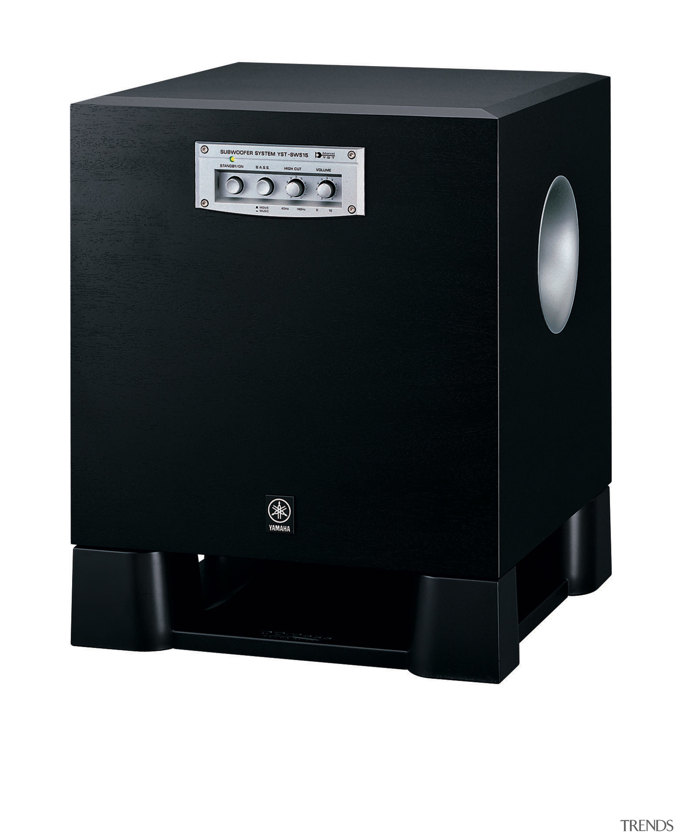 view of the yamaha subwoofer - view of audio, audio equipment, electronic device, loudspeaker, multimedia, product, product design, subwoofer, technology, black, white