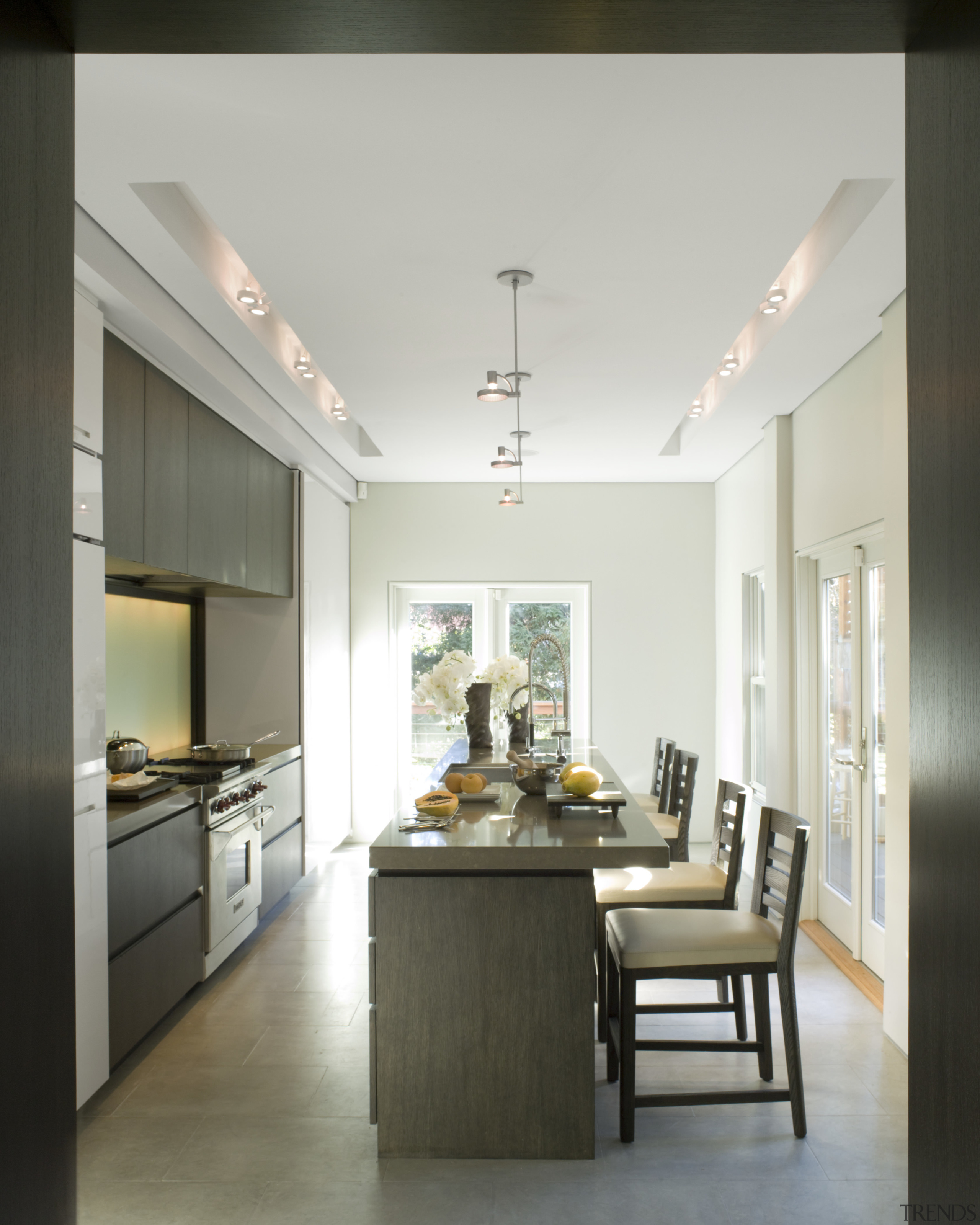 interior kitchen views of a renovated Victorian residence ceiling, dining room, interior design, interior designer, kitchen, living room, table, gray