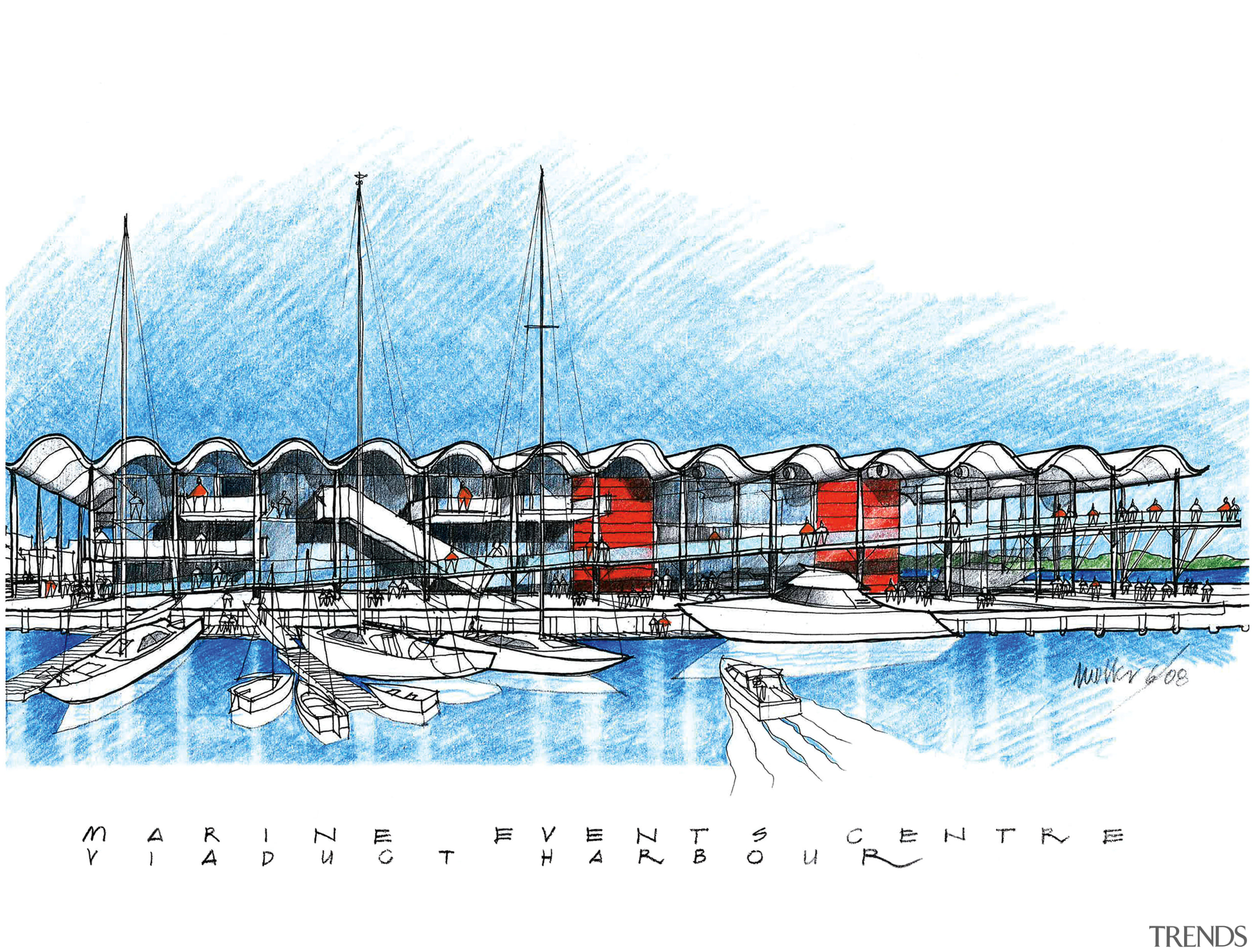 Image of a sketch of beautiful Auckland City. naval architecture, text, water, water transportation, watercraft, white