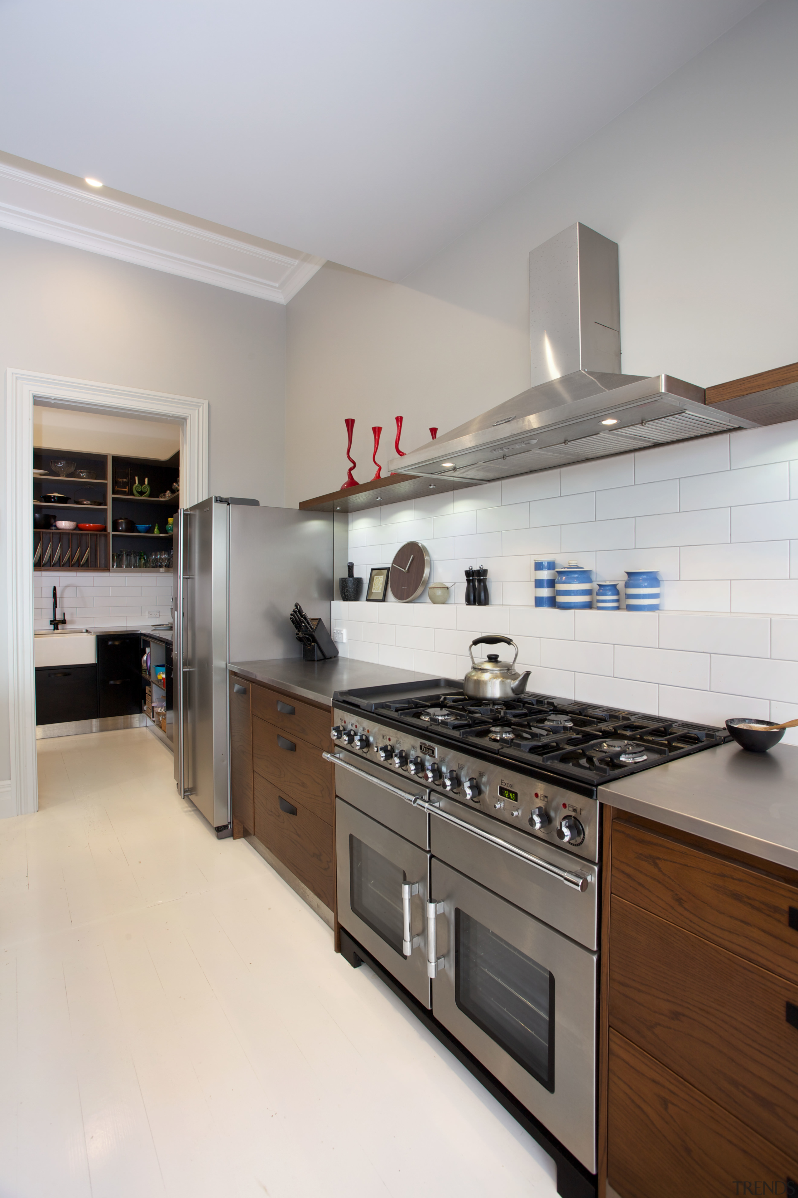 A large Falcon Excel range is the focal cabinetry, countertop, cuisine classique, interior design, kitchen, real estate, room, gray