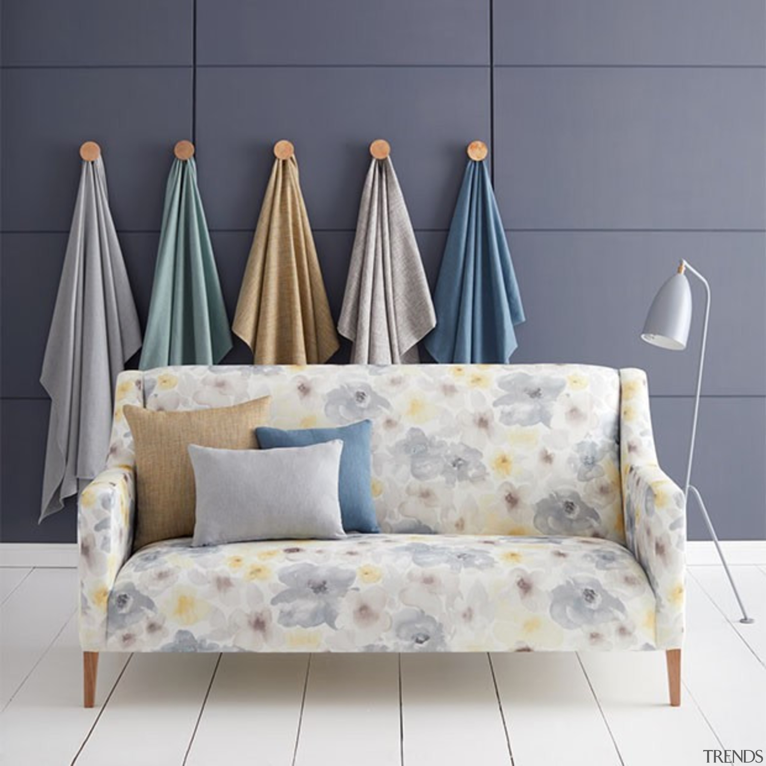 Lida 1 - bed | bed frame | bed, bed frame, couch, cushion, floor, furniture, interior design, living room, product, sofa bed, studio couch, textile, wall, gray, white