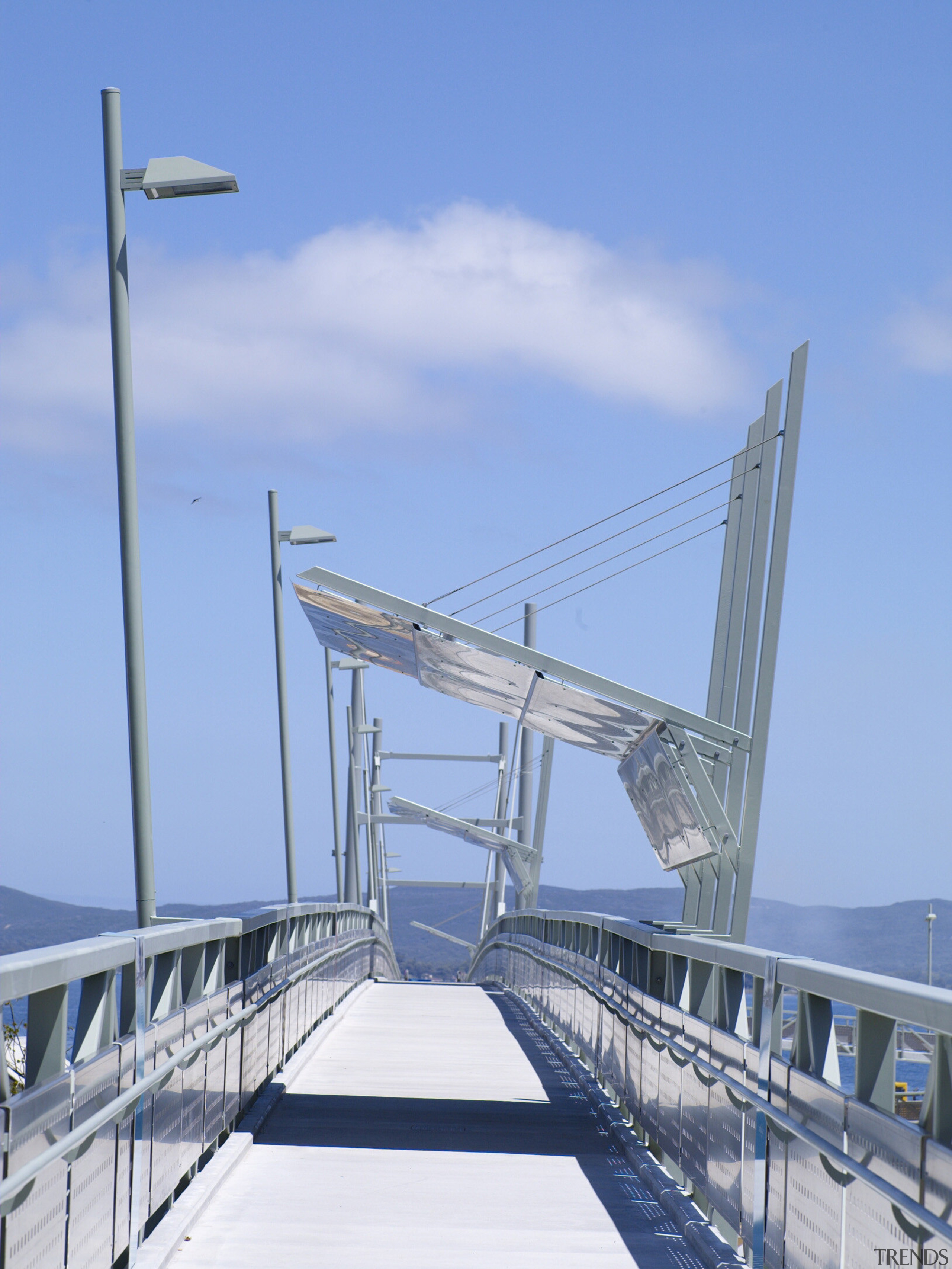 Work is underway to develop the Albany waterfront bridge, cable stayed bridge, extradosed bridge, fixed link, sea, sky, skyway, suspension bridge, water, teal
