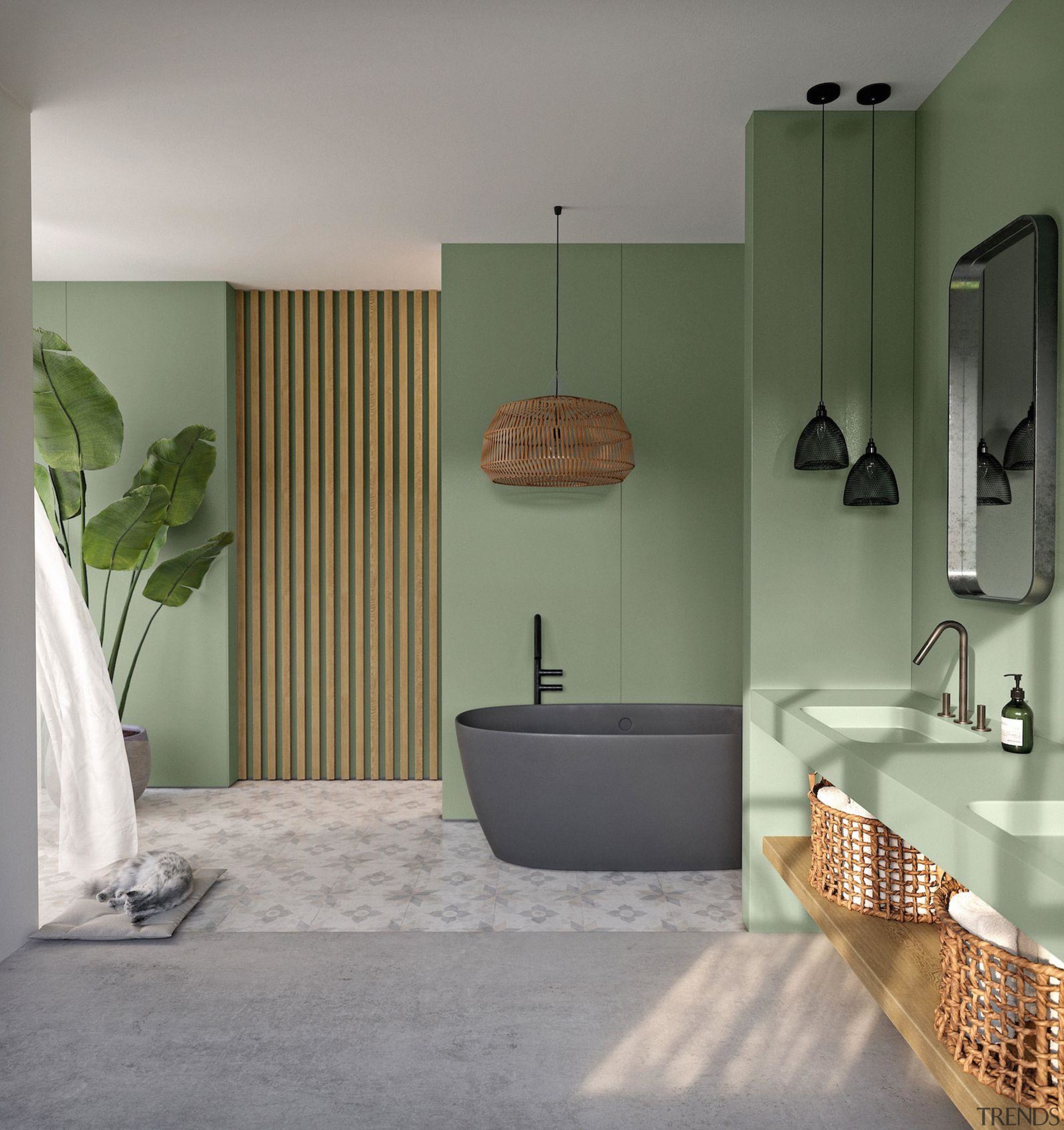 Silestone Sunlit Days Posidonia Green takes this bathroom 