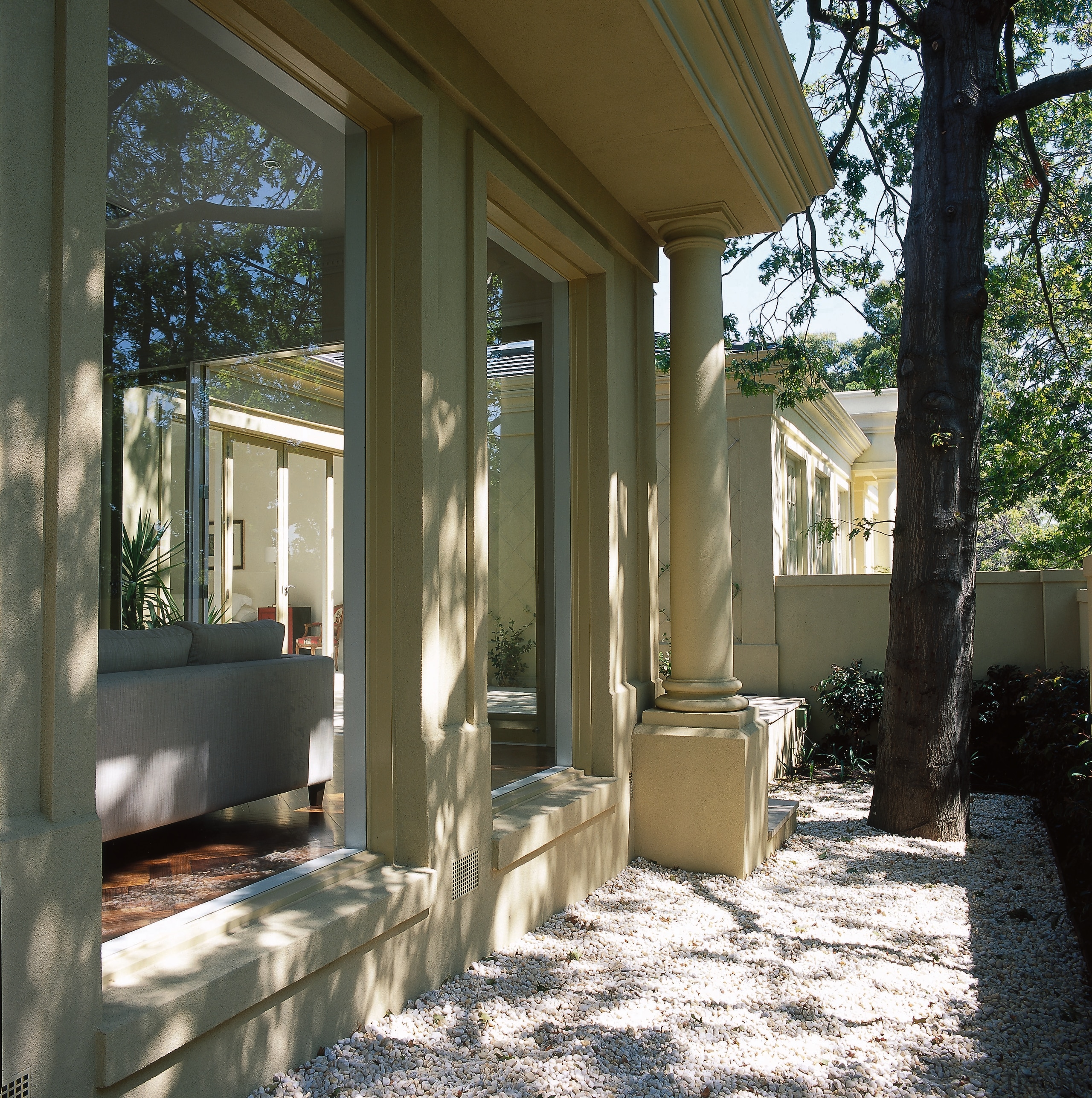 Columns and architraves of townhouse - Columns and home, house, outdoor structure, porch, real estate, siding, structure, window, brown, black