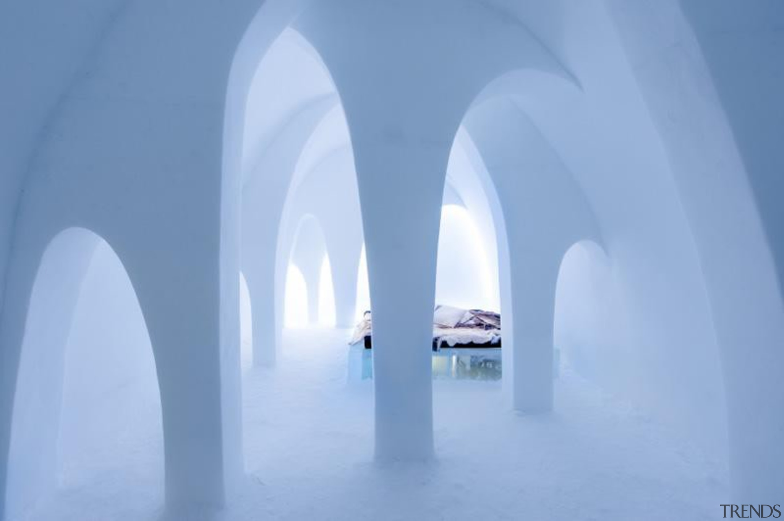 ‘The Flying Buttress’ by AnnaKatrin Kraus and Hans arch, architecture, building, ice hotel, teal
