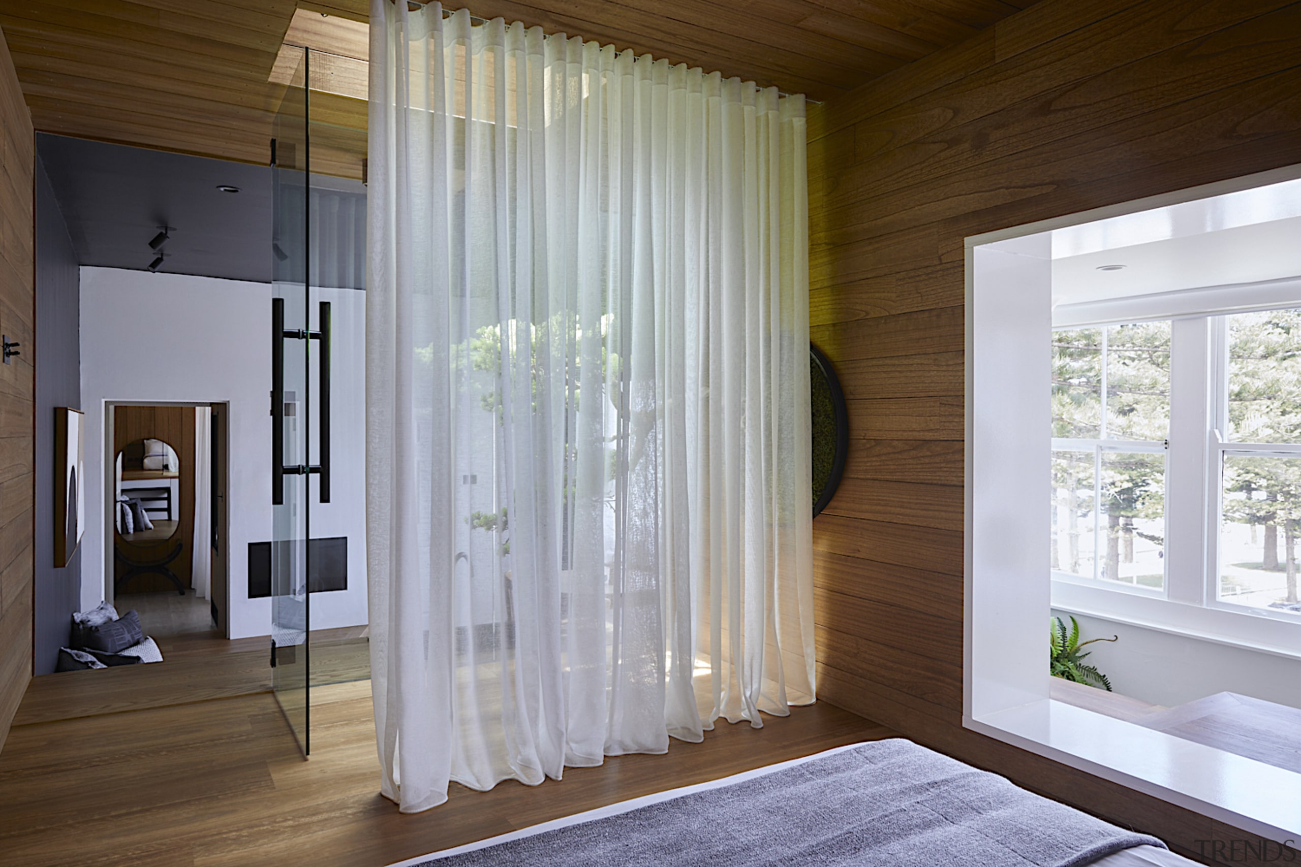 Bedroom two is curtained from sight. - Japanese 