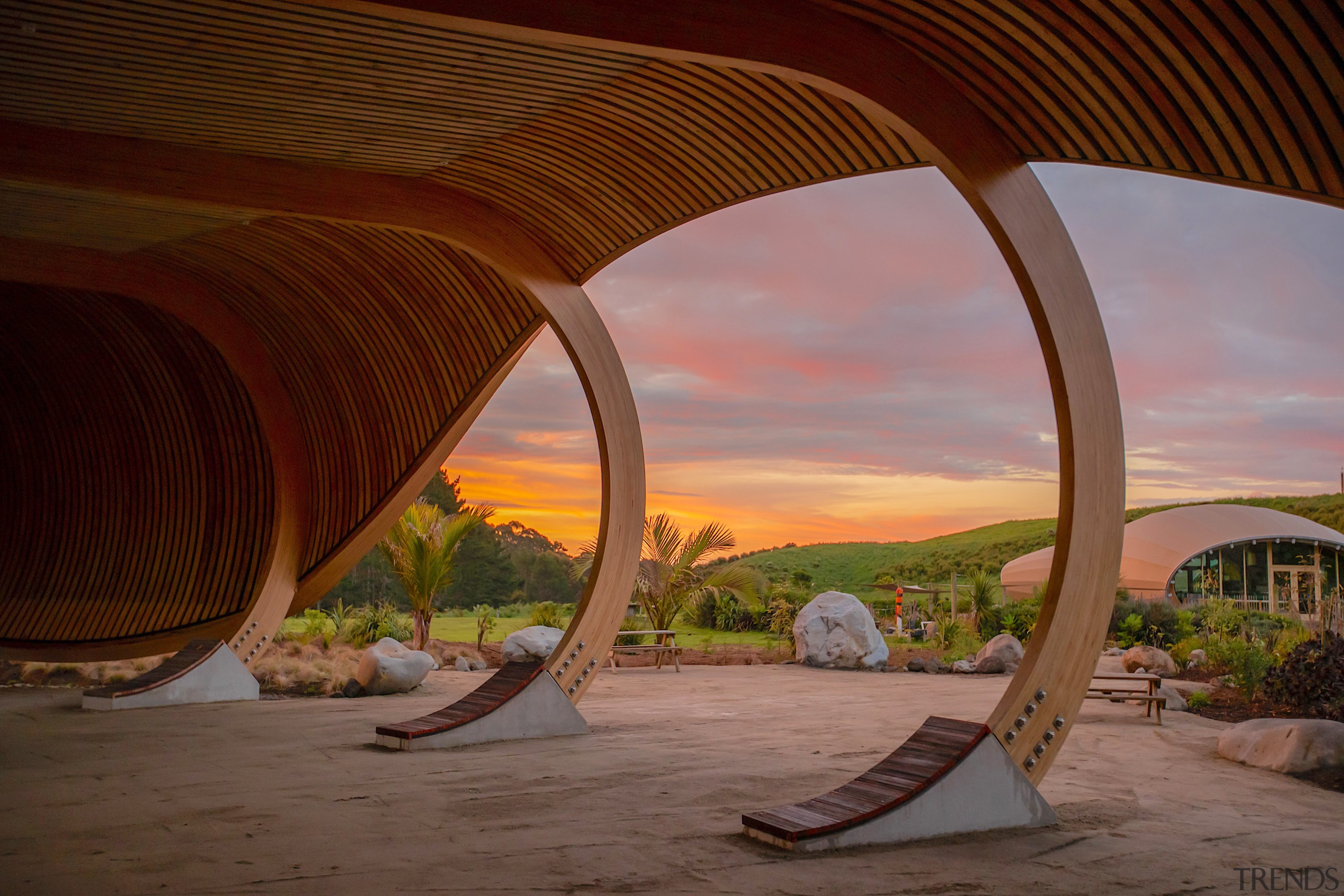 Green School Kina veranda. The composite structure of 