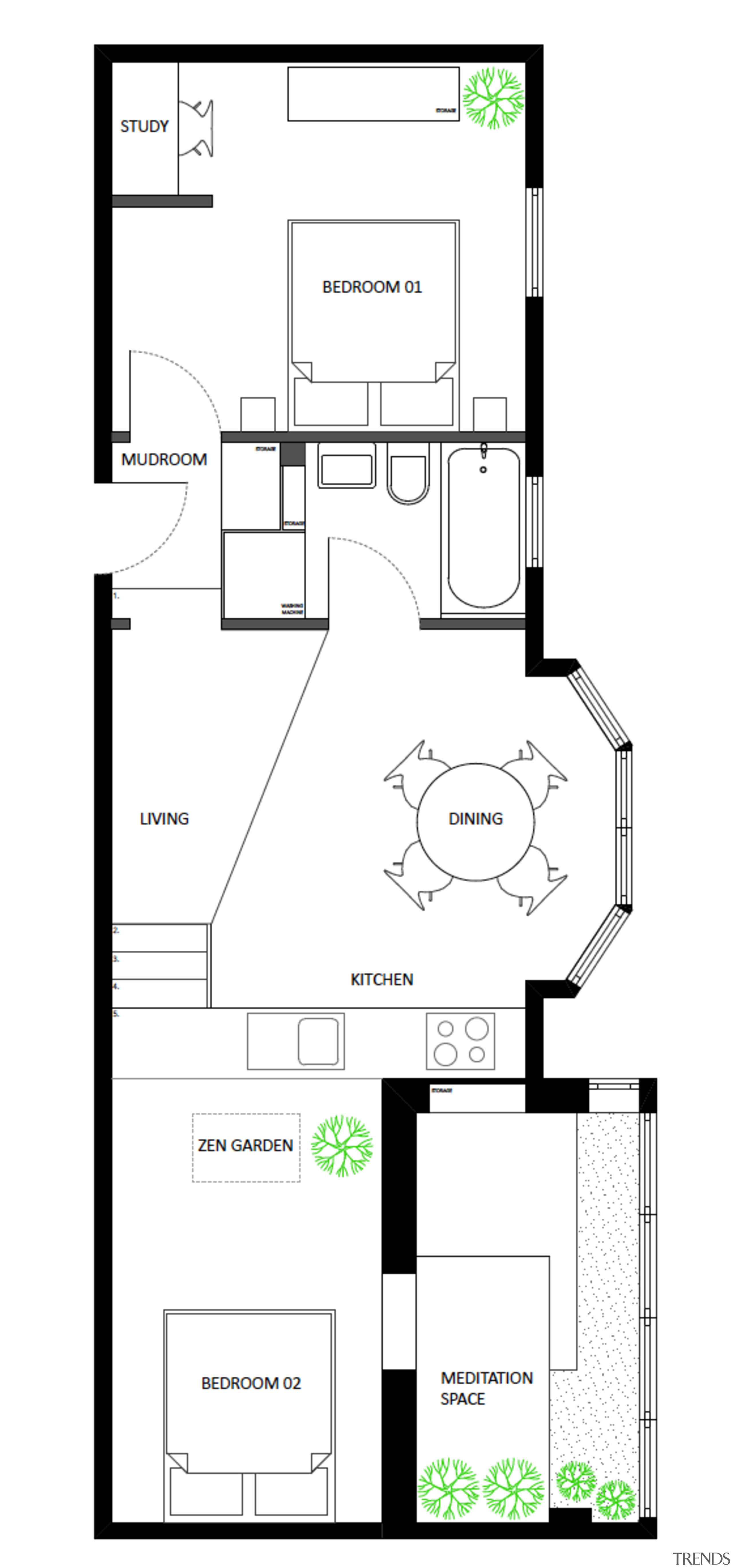 The clever light and space making plan. - 