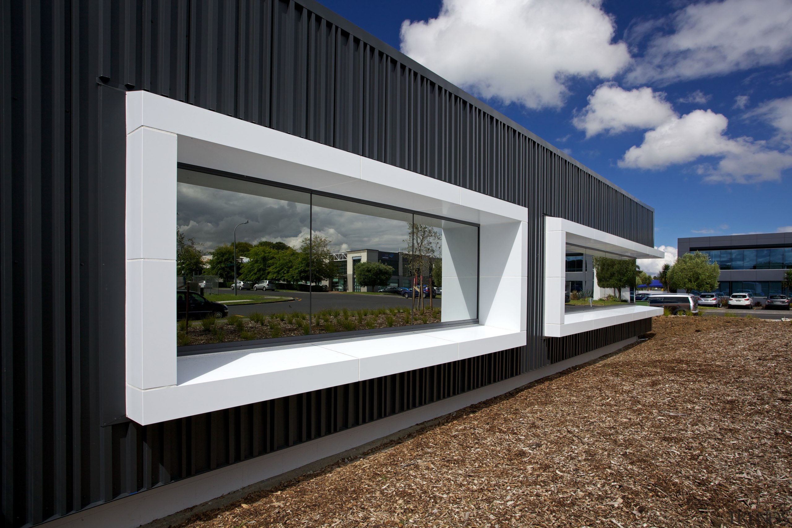 An architectural metal facade by Metal Design Solutions architecture, facade, house, window, black