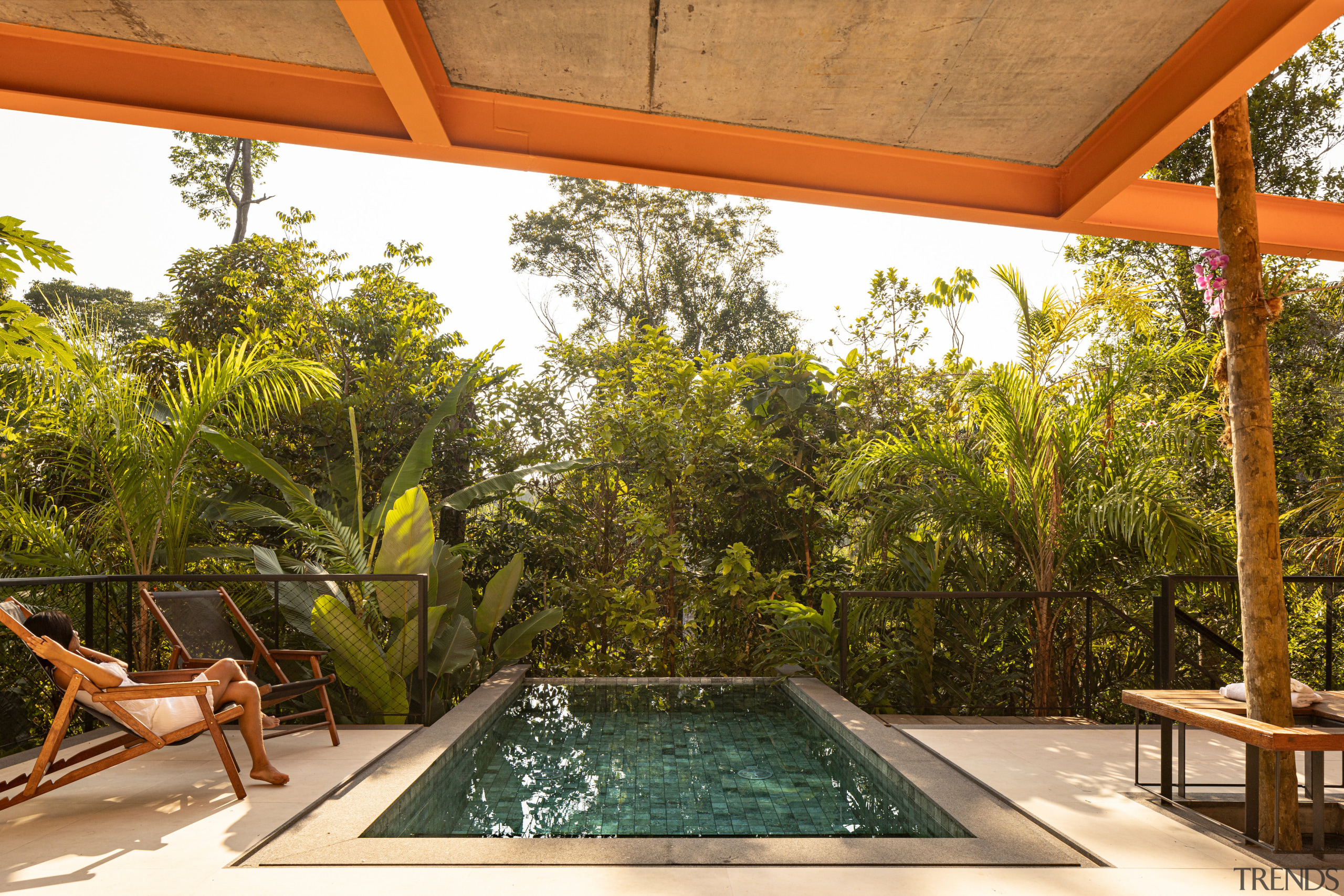 Part of the existing vegetation was preserved, while 